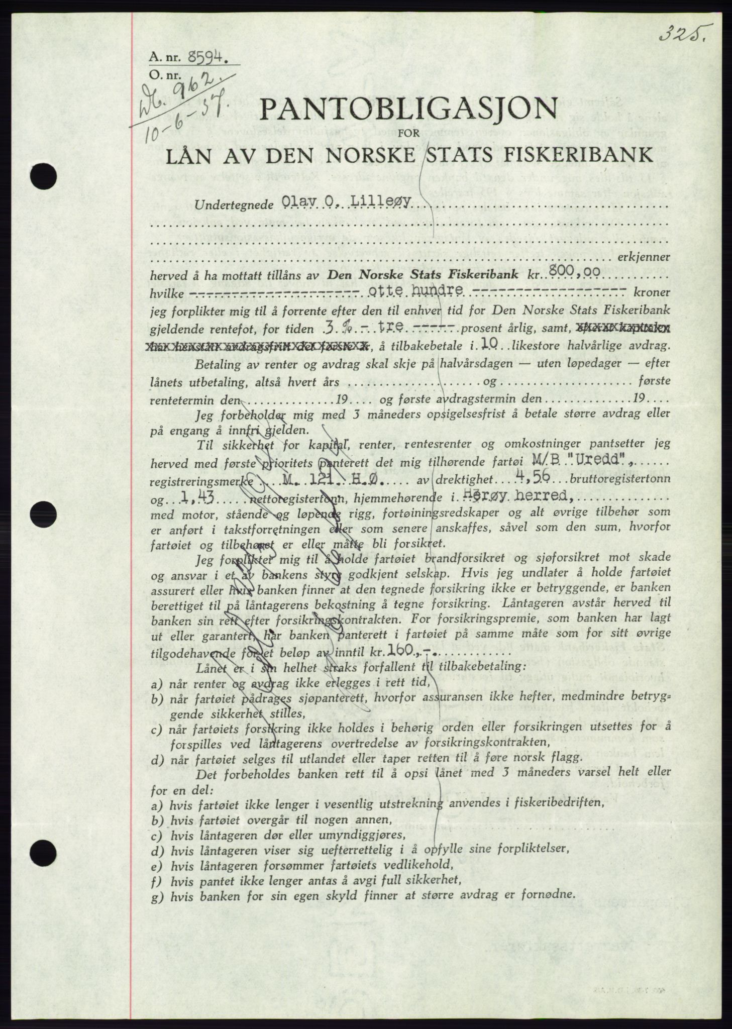 Søre Sunnmøre sorenskriveri, AV/SAT-A-4122/1/2/2C/L0063: Mortgage book no. 57, 1937-1937, Diary no: : 962/1937