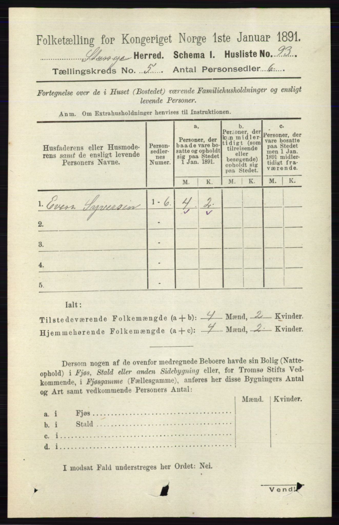 RA, 1891 census for 0417 Stange, 1891, p. 3086