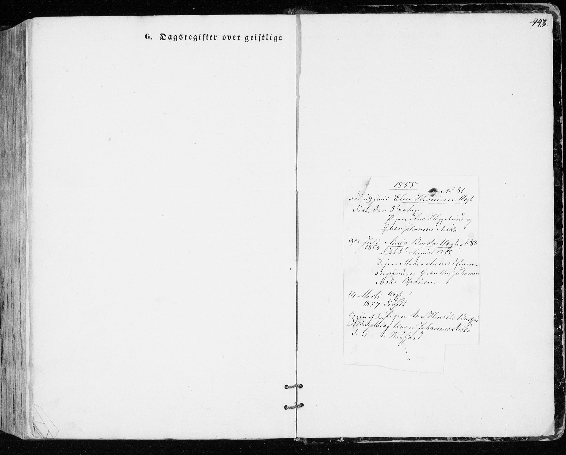 Skjervøy sokneprestkontor, SATØ/S-1300/H/Ha/Haa/L0006kirke: Parish register (official) no. 6, 1848-1859, p. 443