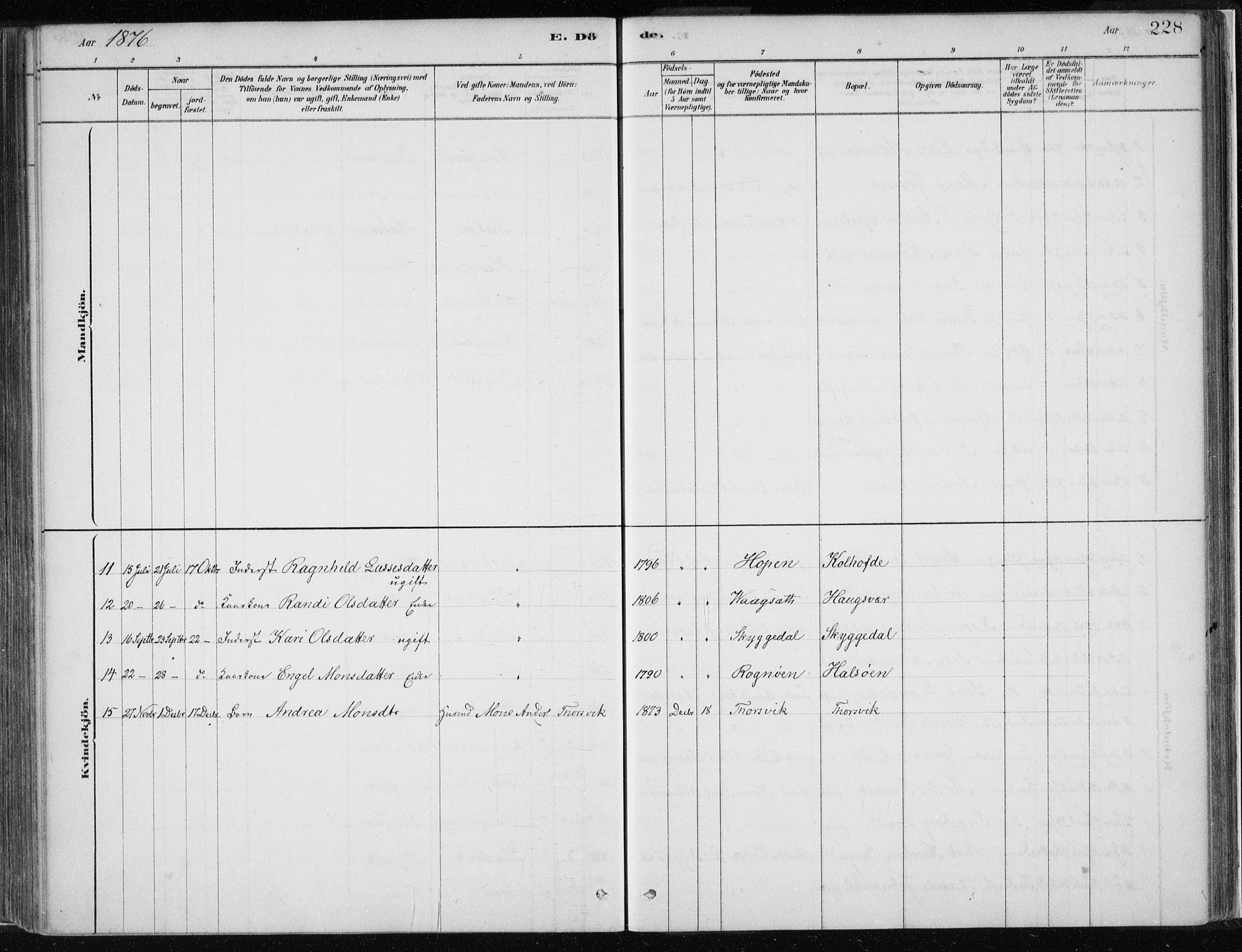 Masfjorden Sokneprestembete, SAB/A-77001: Parish register (official) no. B  1, 1876-1899, p. 228