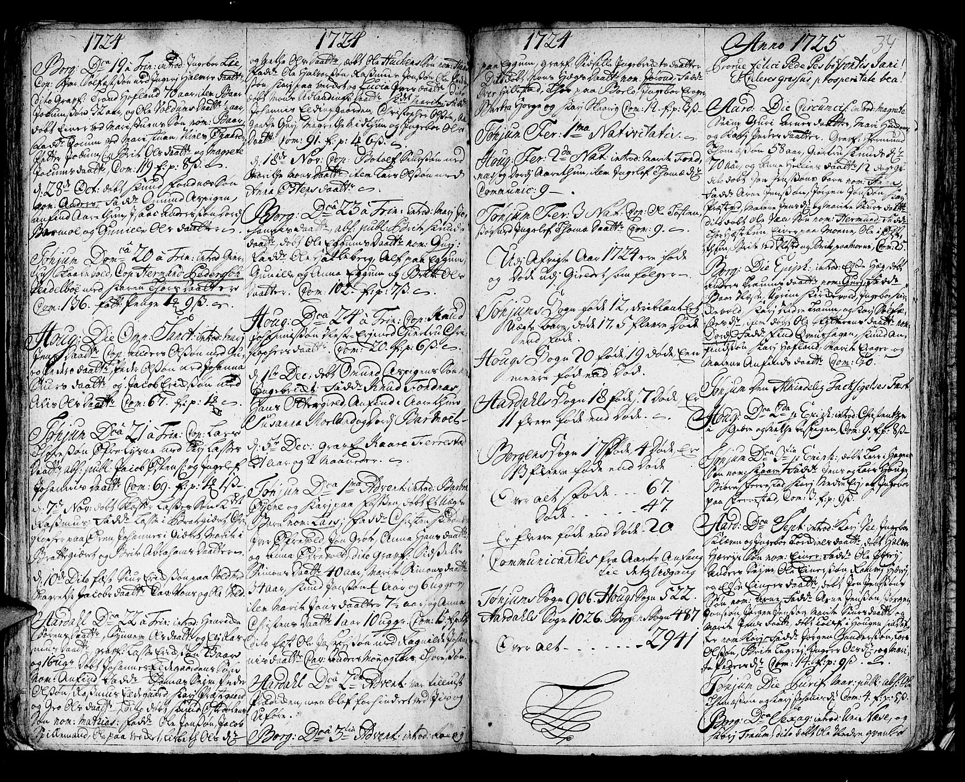 Lærdal sokneprestembete, SAB/A-81201: Parish register (official) no. A 1, 1711-1752, p. 34