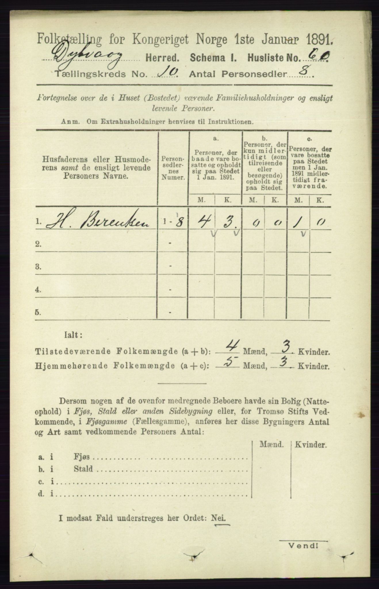 RA, 1891 census for 0915 Dypvåg, 1891, p. 3682