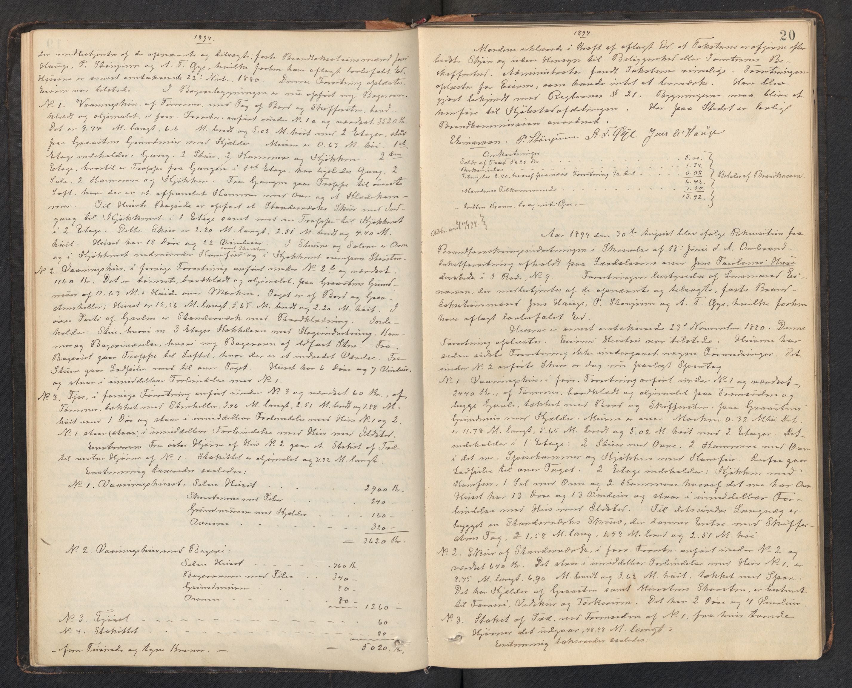Lensmannen i Lærdal, AV/SAB-A-29401/0012/L0002: Branntakstprotokoll, 1890-1910, p. 19b-20a