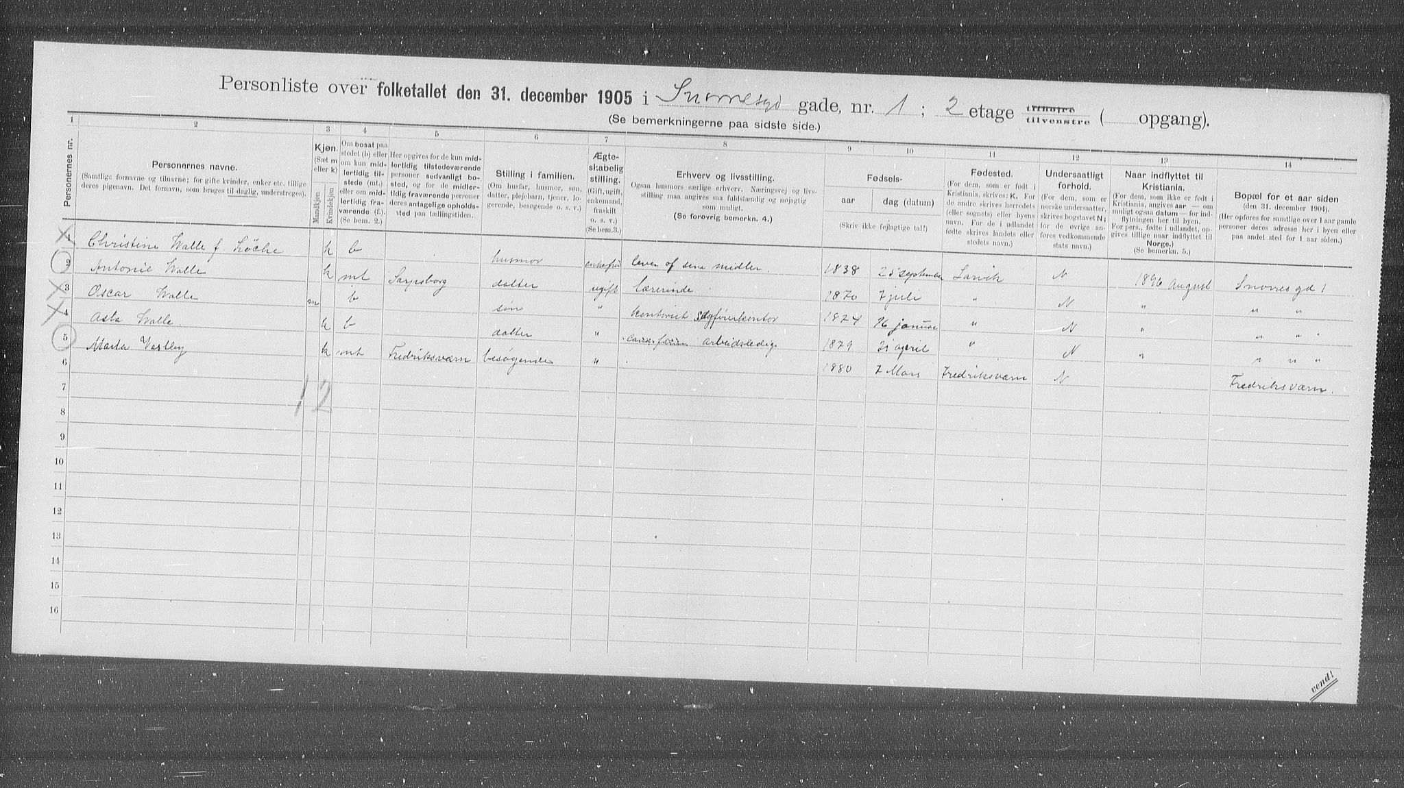 OBA, Municipal Census 1905 for Kristiania, 1905, p. 50902