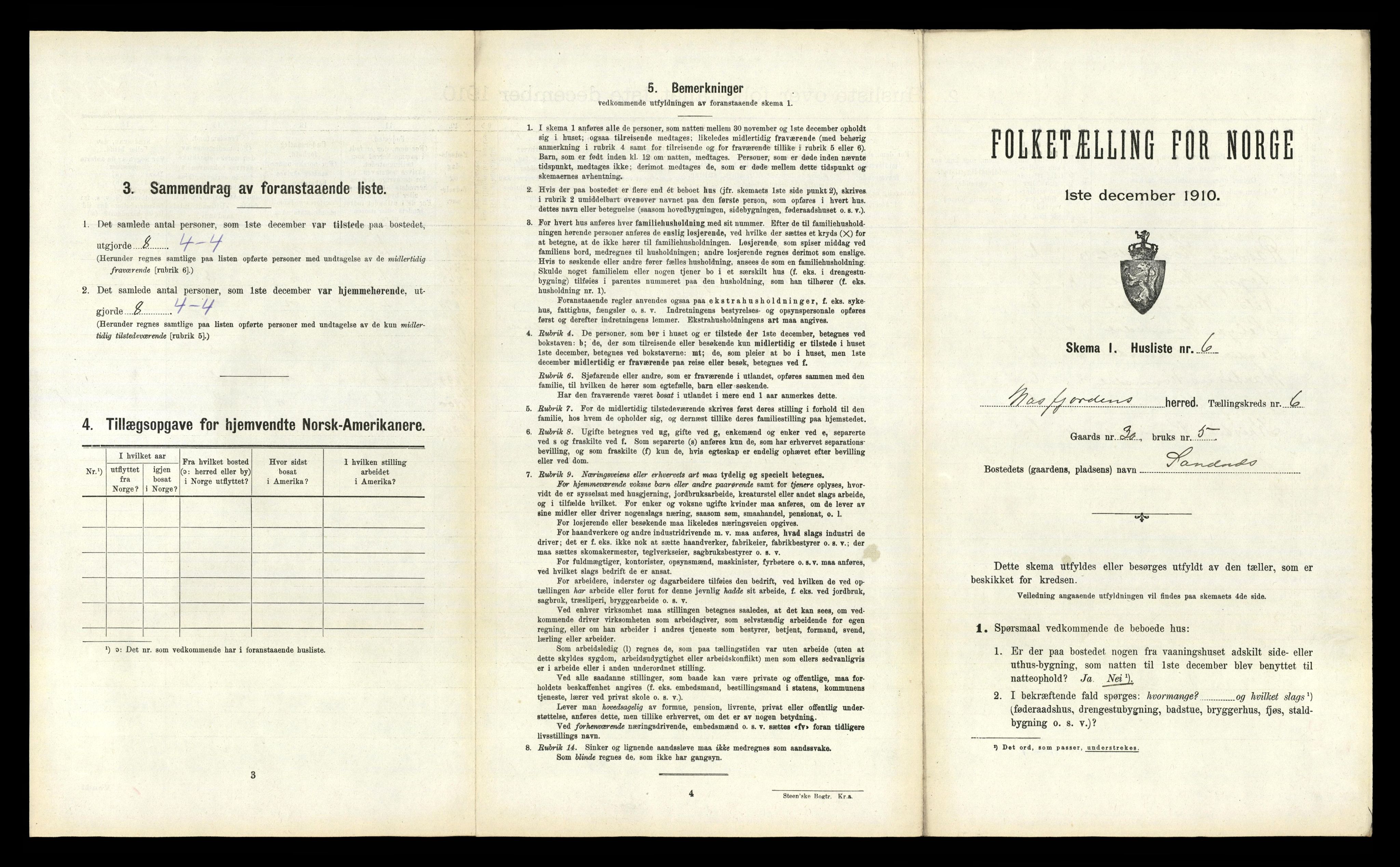 RA, 1910 census for Masfjorden, 1910, p. 394