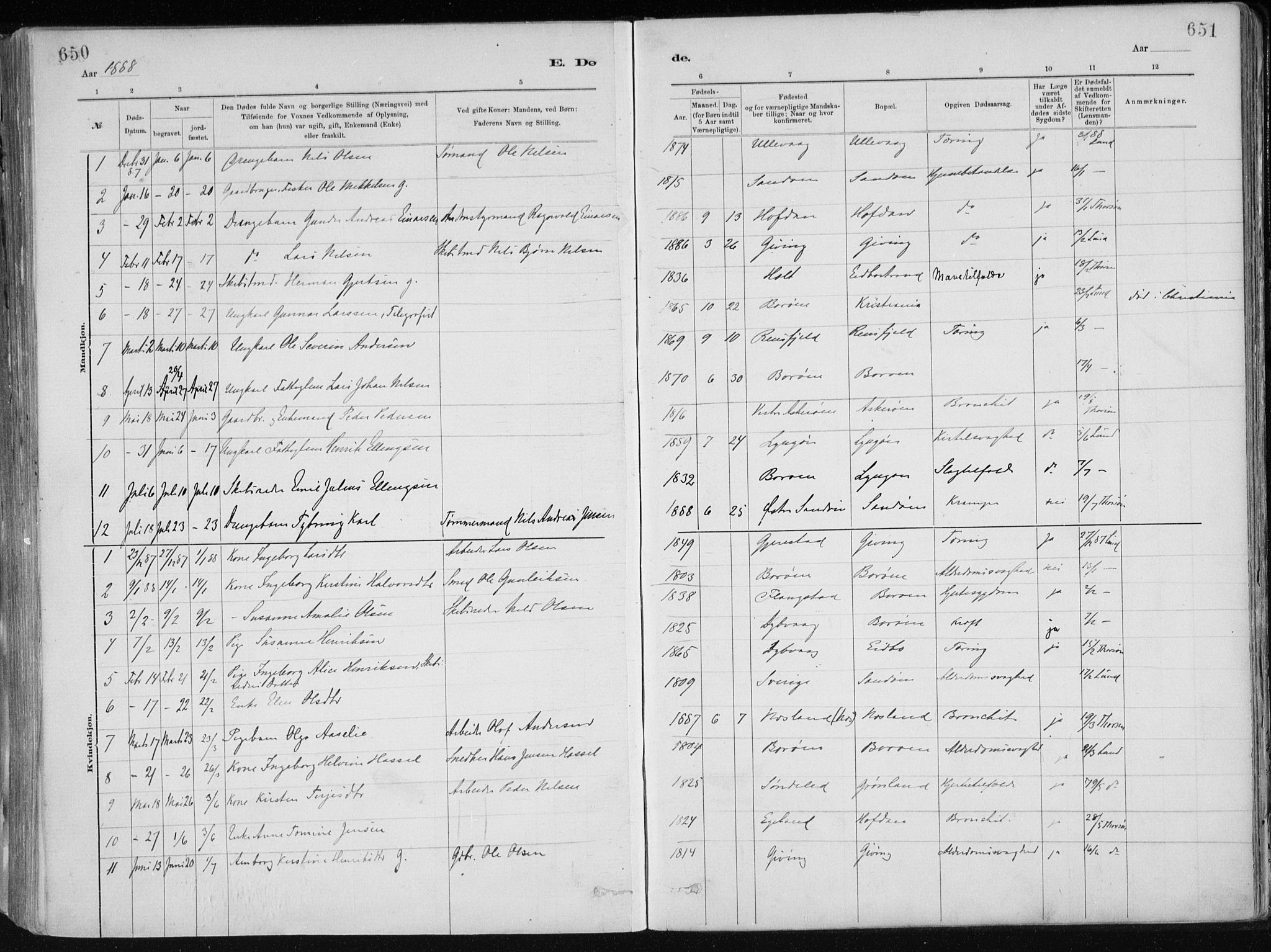 Dypvåg sokneprestkontor, SAK/1111-0007/F/Fa/Faa/L0008: Parish register (official) no. A 8, 1885-1906, p. 650-651