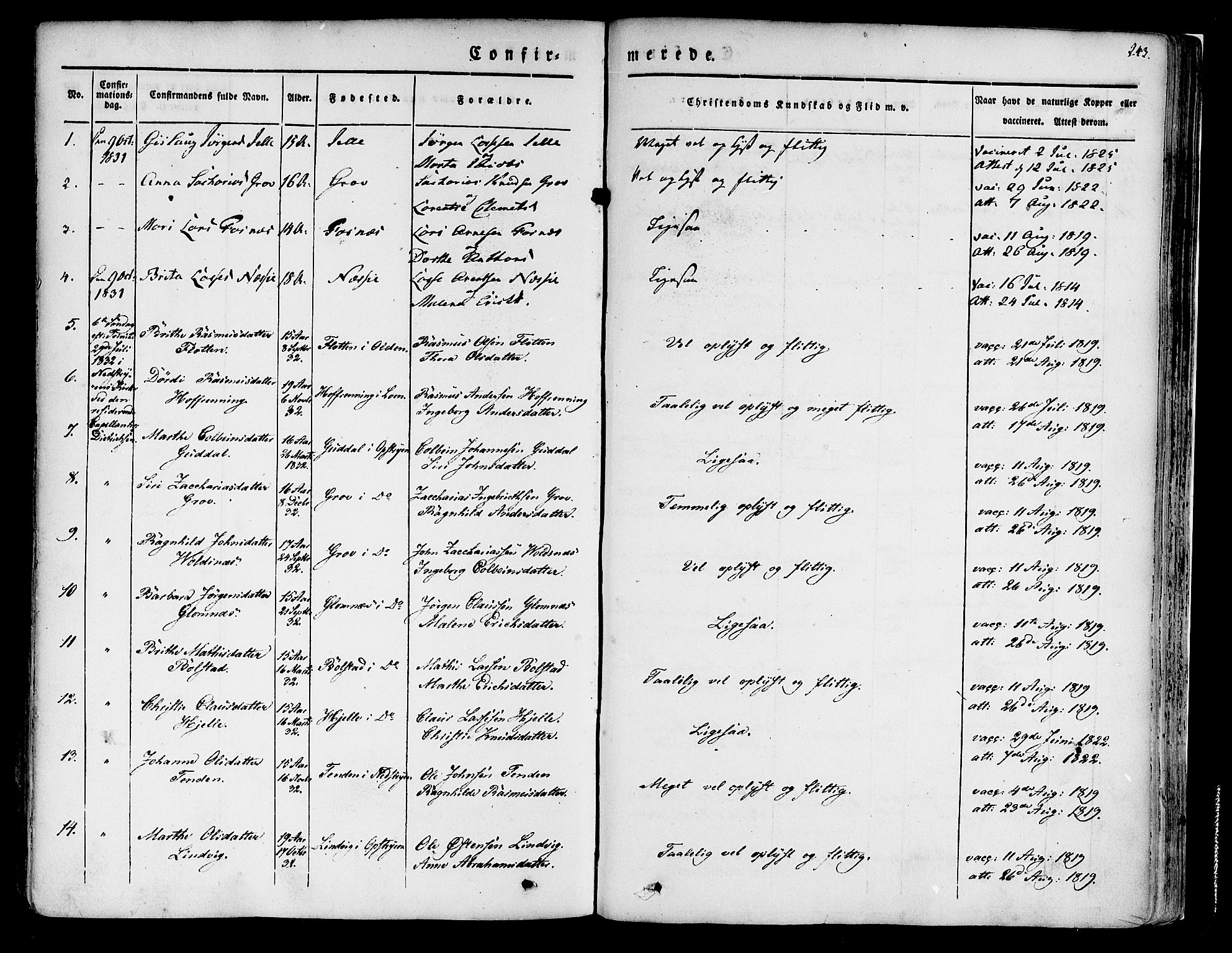 Innvik sokneprestembete, SAB/A-80501: Parish register (official) no. A 4I, 1831-1846, p. 243