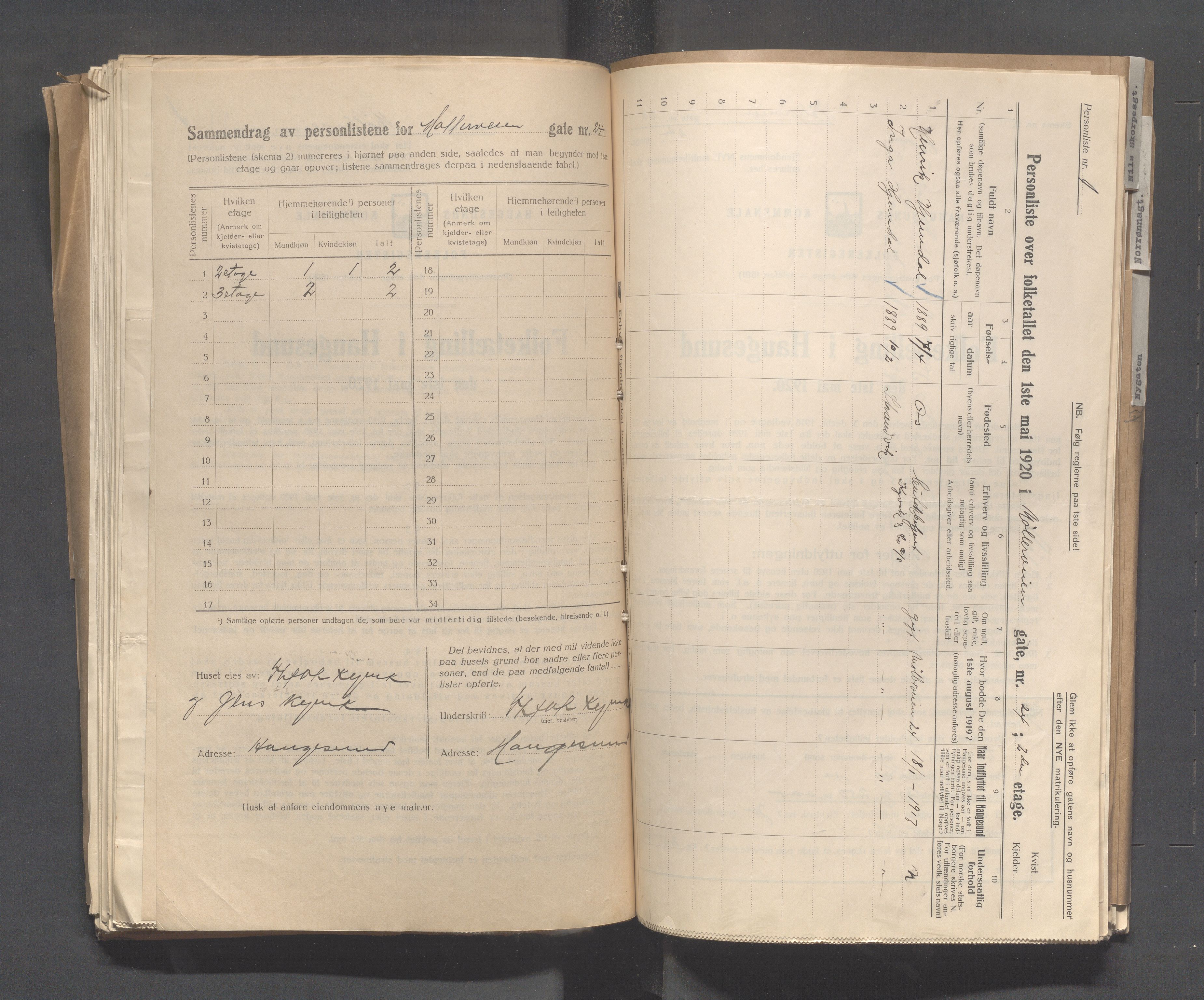 IKAR, Local census 1.5.1920 for Haugesund, 1920, p. 2970