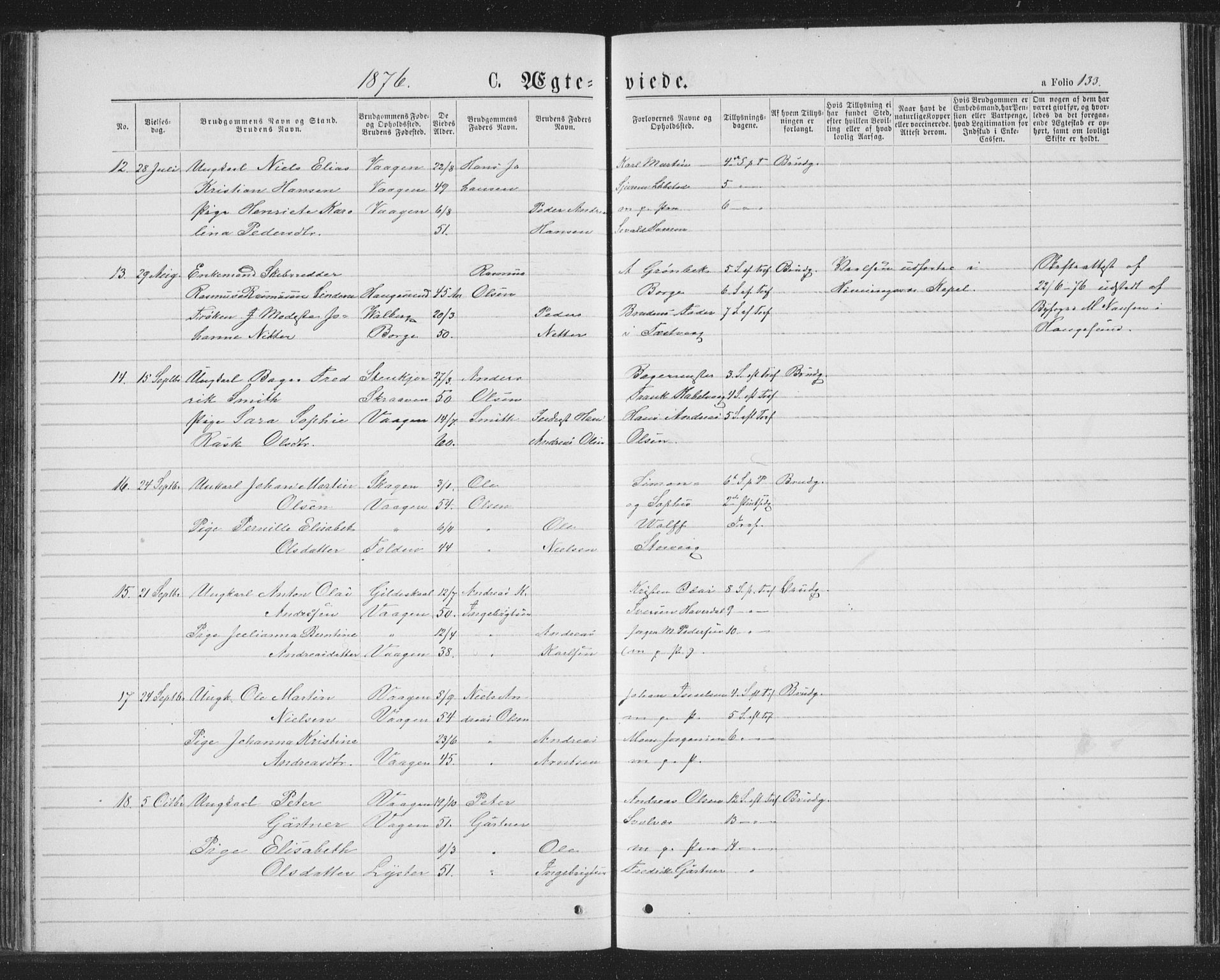 Ministerialprotokoller, klokkerbøker og fødselsregistre - Nordland, AV/SAT-A-1459/874/L1074: Parish register (copy) no. 874C03, 1870-1876, p. 133