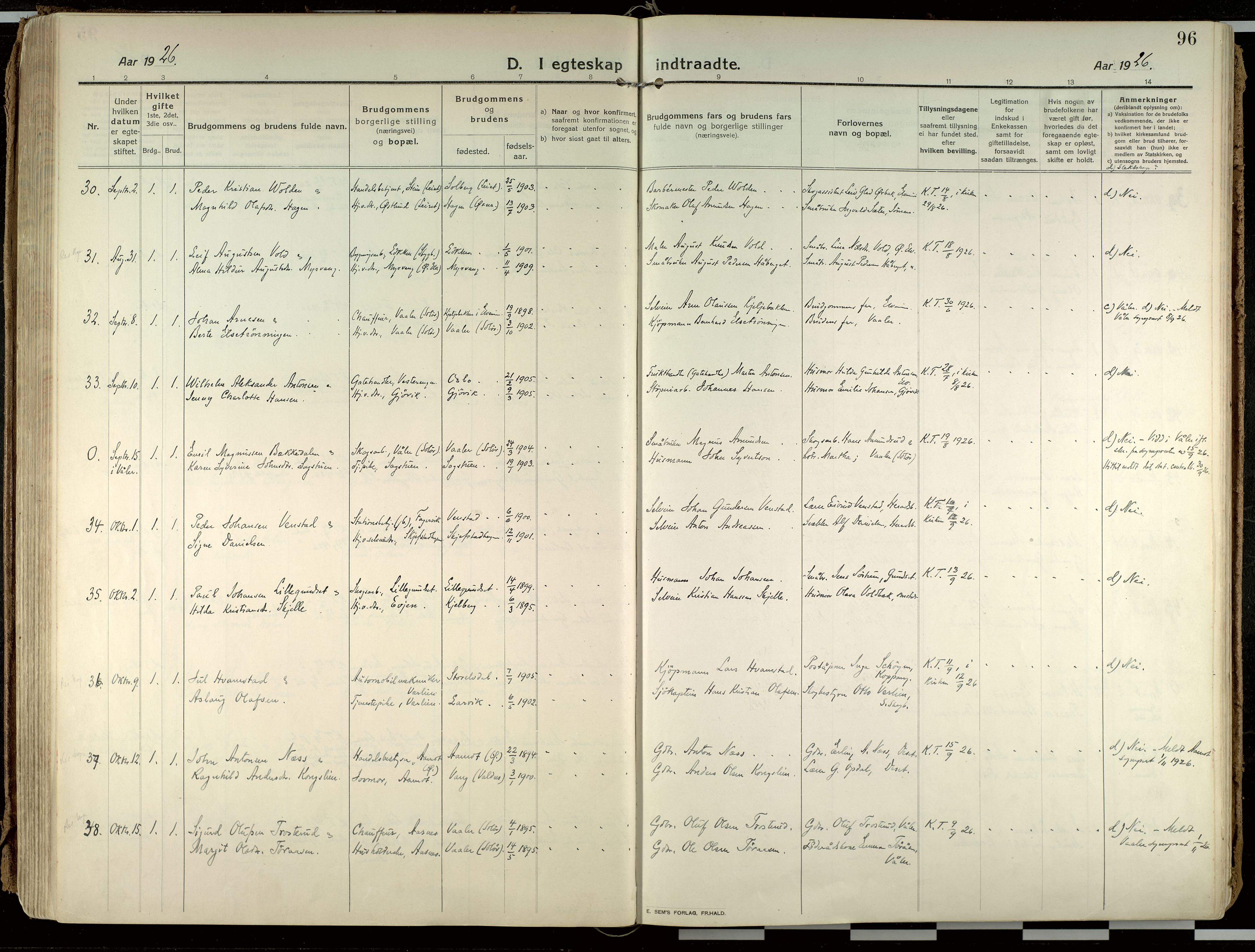 Elverum prestekontor, AV/SAH-PREST-044/H/Ha/Haa/L0021: Parish register (official) no. 21, 1913-1928, p. 96