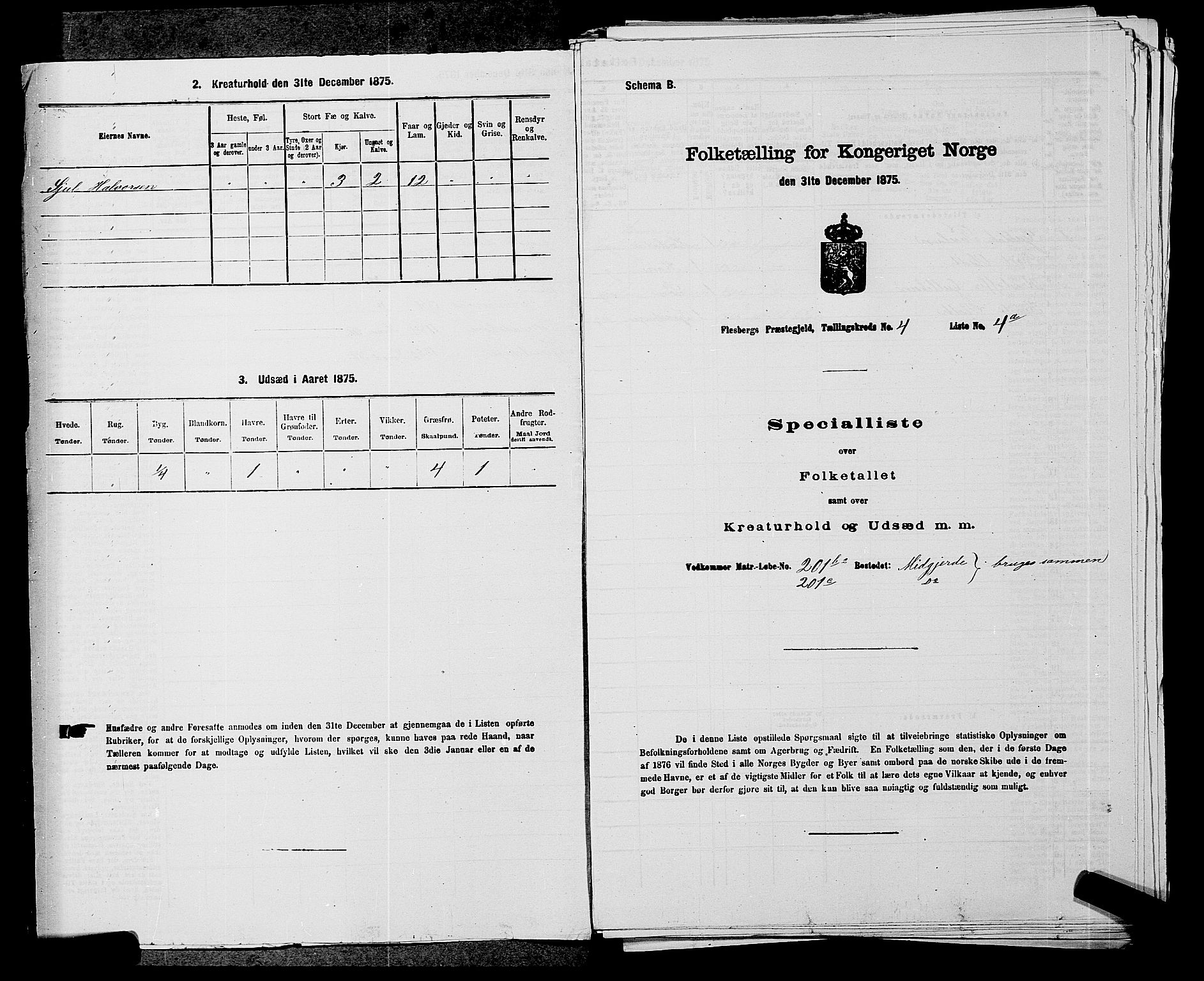 SAKO, 1875 census for 0631P Flesberg, 1875, p. 695