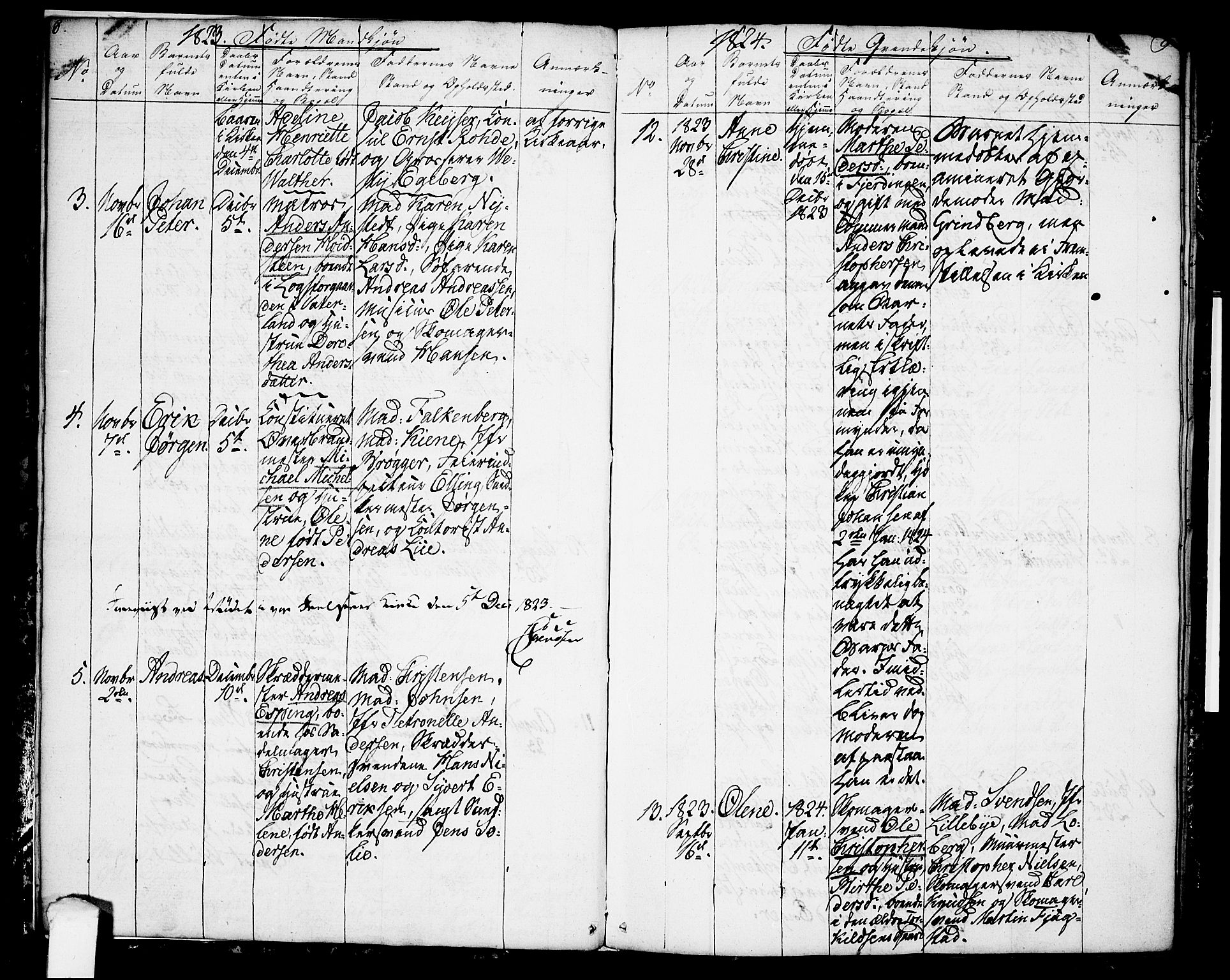 Oslo domkirke Kirkebøker, AV/SAO-A-10752/F/Fa/L0009: Parish register (official) no. 9, 1823-1824, p. 8-9