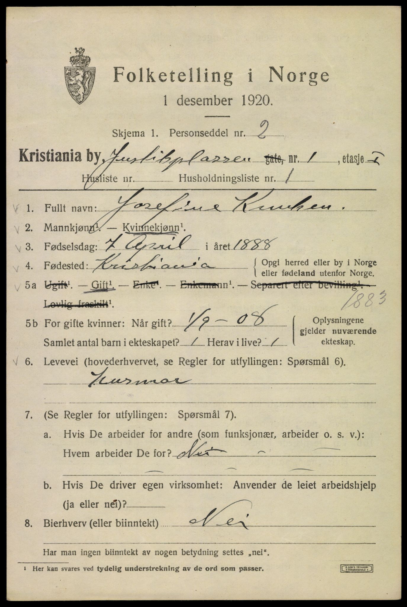 SAO, 1920 census for Kristiania, 1920, p. 325635