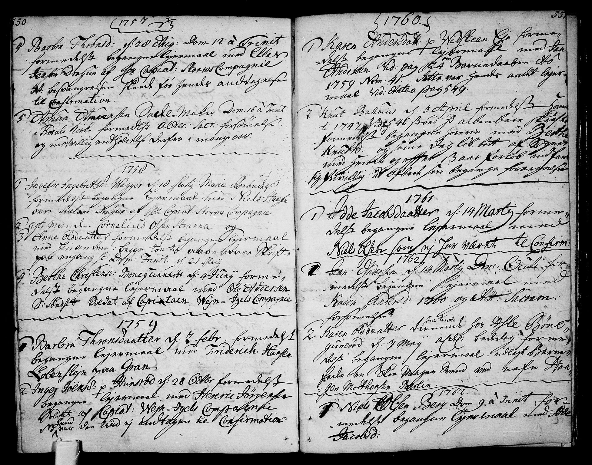 Andebu kirkebøker, AV/SAKO-A-336/F/Fa/L0002: Parish register (official) no. 2, 1733-1802, p. 550-551