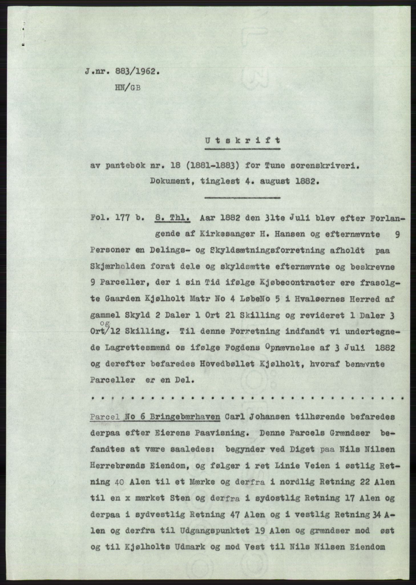 Statsarkivet i Oslo, SAO/A-10621/Z/Zd/L0016: Avskrifter, j.nr 706-1878/1962, 1962, p. 105