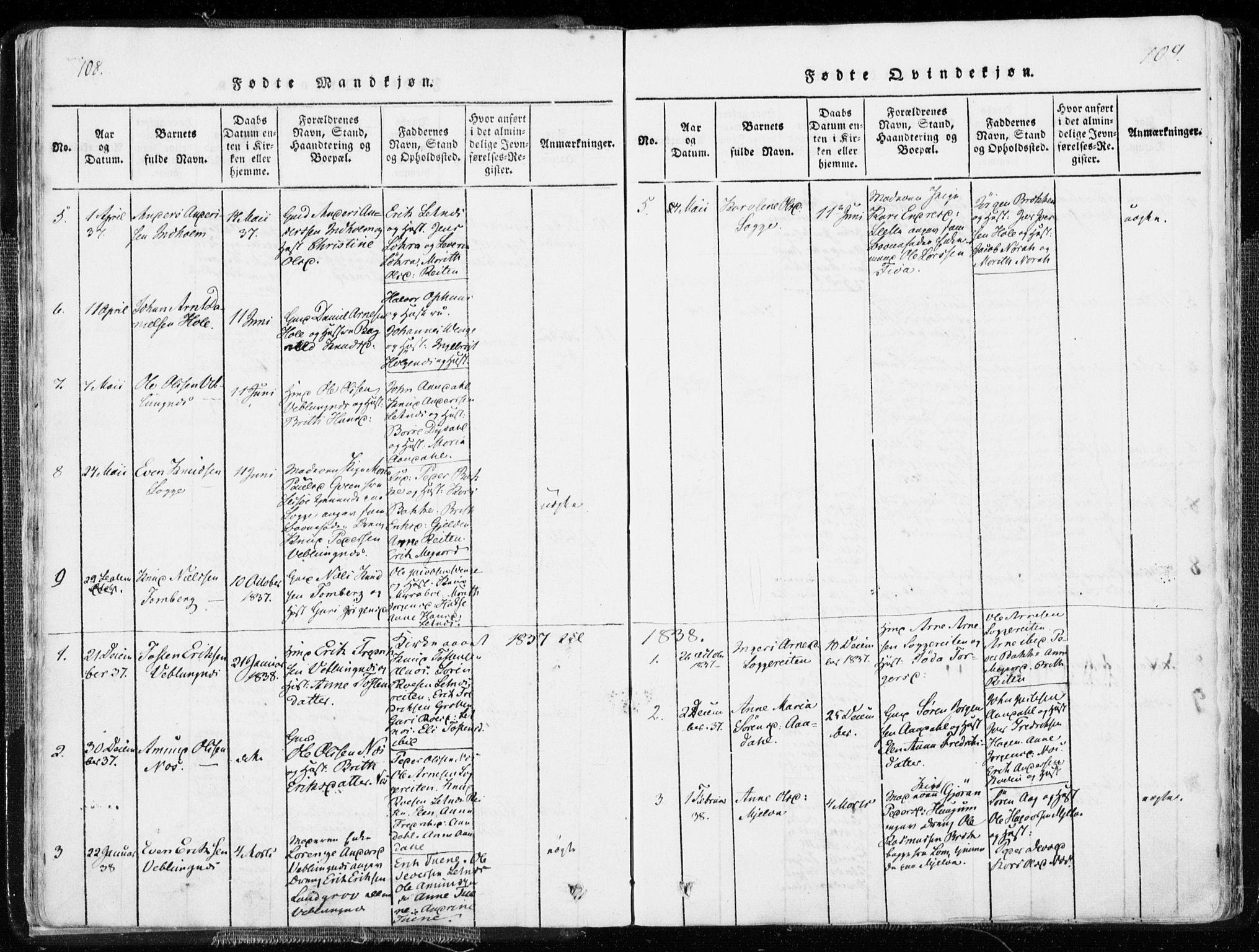 Ministerialprotokoller, klokkerbøker og fødselsregistre - Møre og Romsdal, AV/SAT-A-1454/544/L0571: Parish register (official) no. 544A04, 1818-1853, p. 108-109