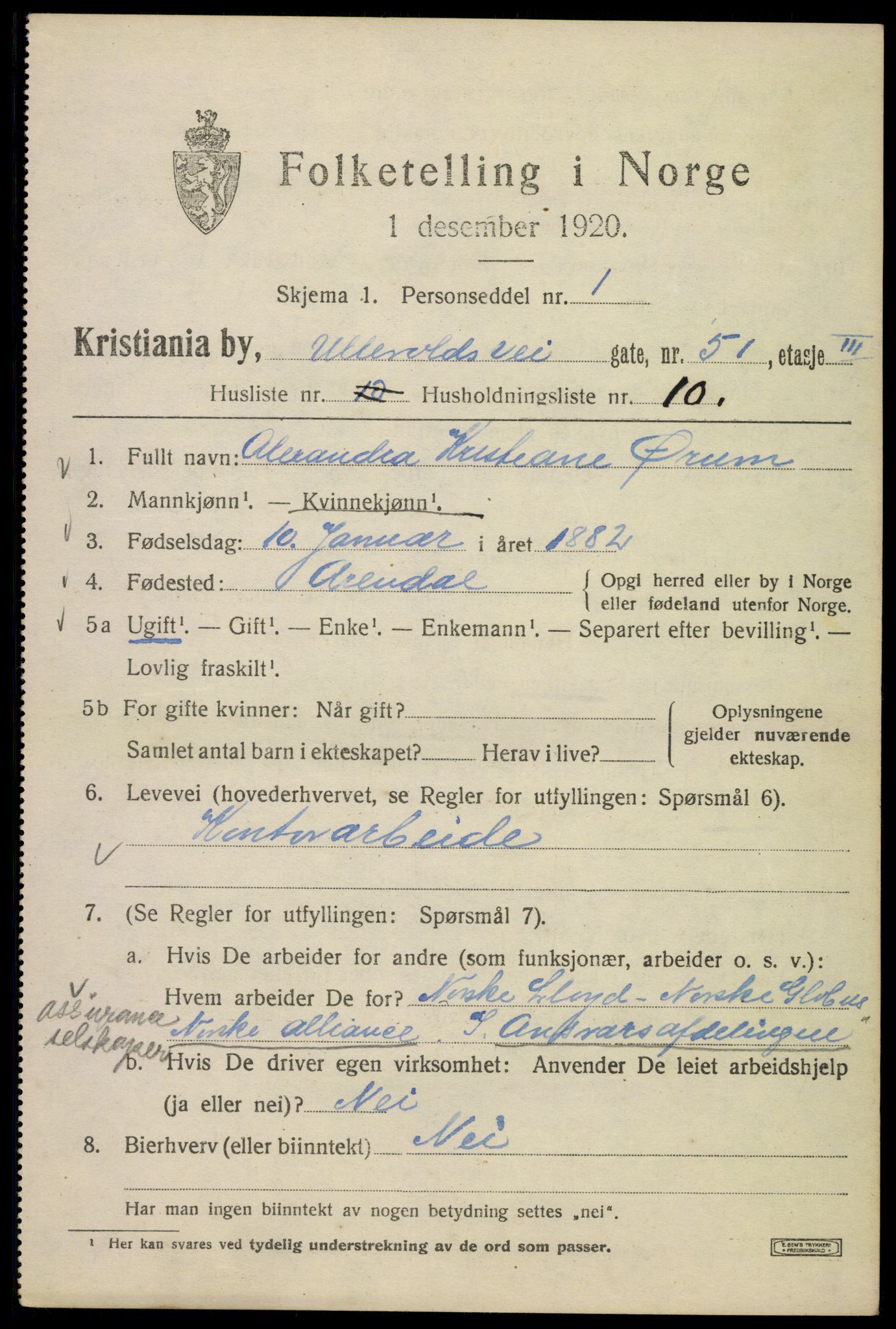 SAO, 1920 census for Kristiania, 1920, p. 614573