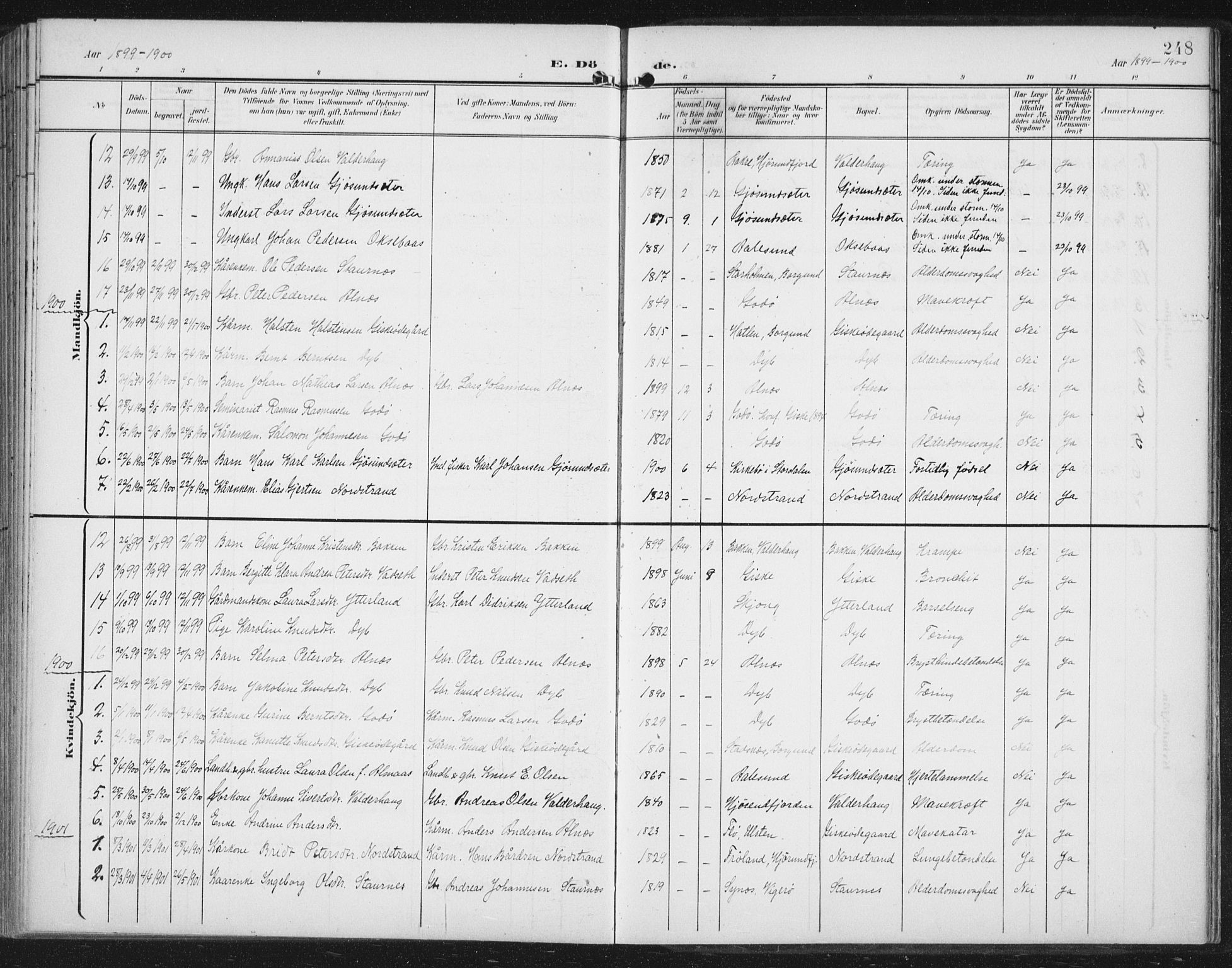 Ministerialprotokoller, klokkerbøker og fødselsregistre - Møre og Romsdal, AV/SAT-A-1454/534/L0489: Parish register (copy) no. 534C01, 1899-1941, p. 248