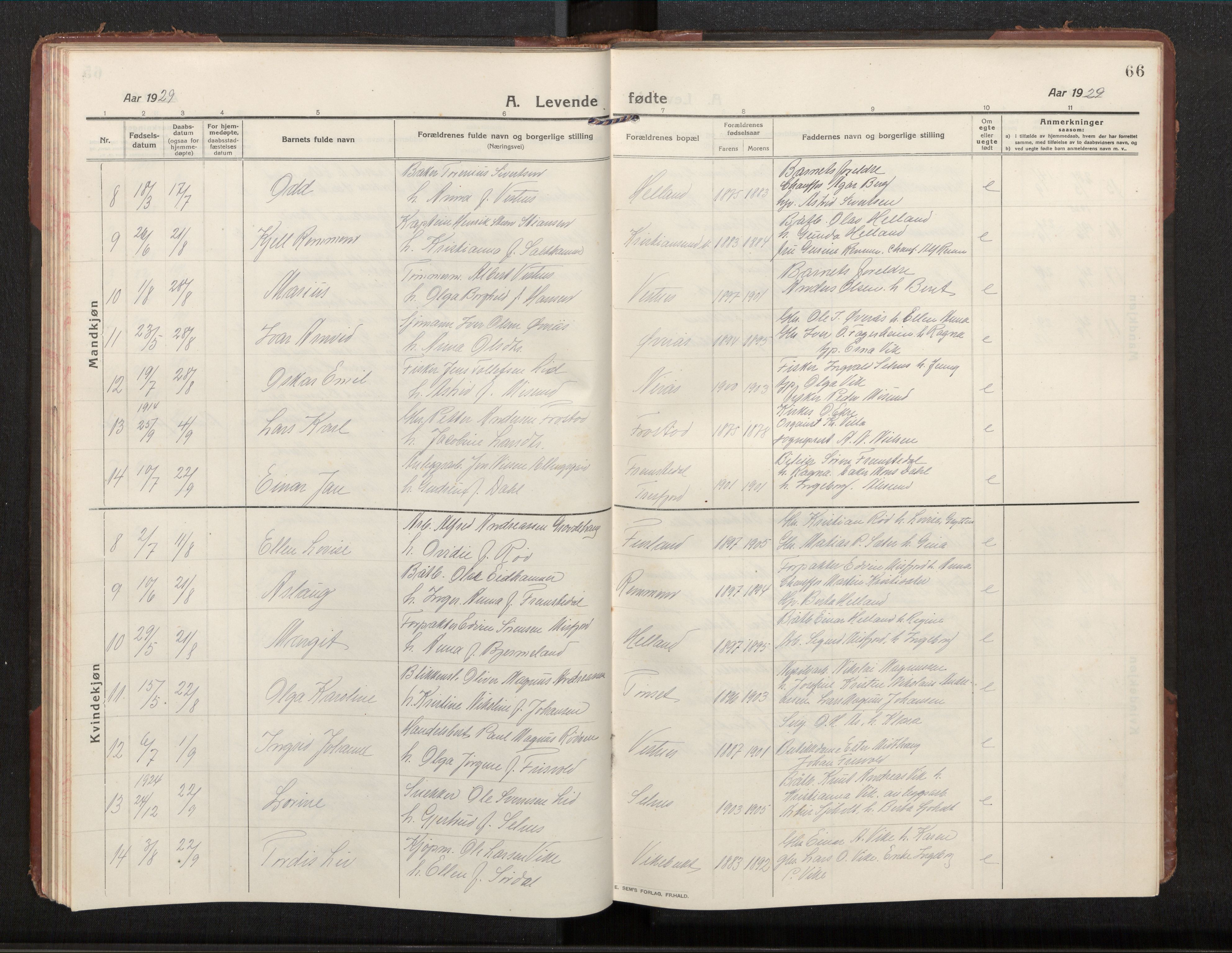 Ministerialprotokoller, klokkerbøker og fødselsregistre - Møre og Romsdal, AV/SAT-A-1454/539/L0536a: Parish register (copy) no. 539C03, 1912-1936, p. 66