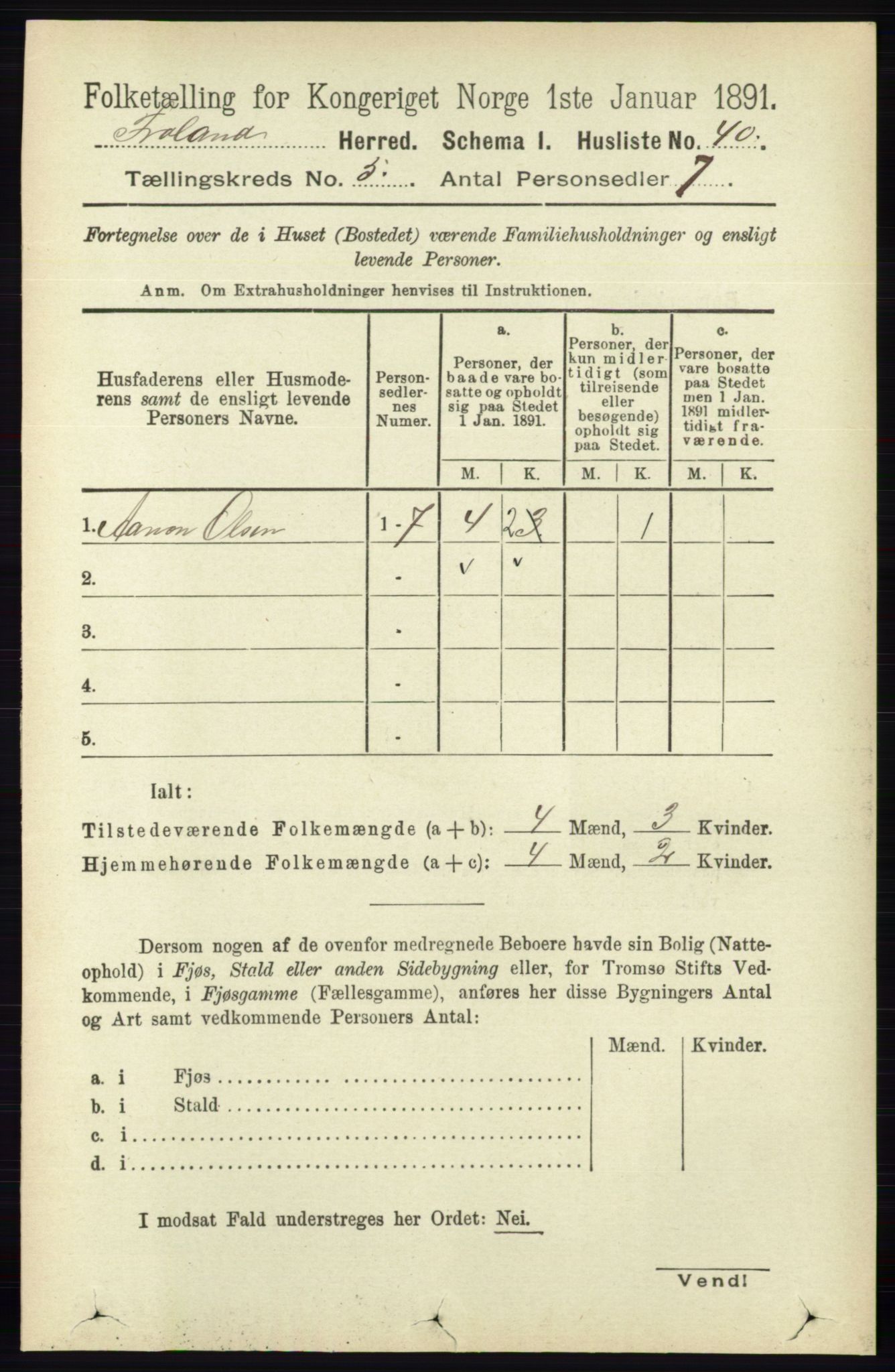 RA, 1891 census for 0919 Froland, 1891, p. 1762