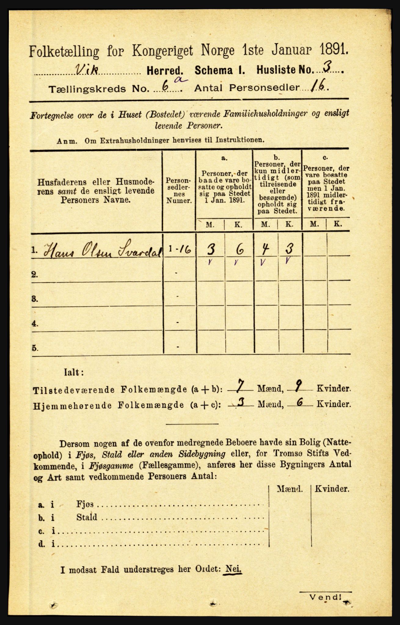 RA, 1891 census for 1417 Vik, 1891, p. 2757