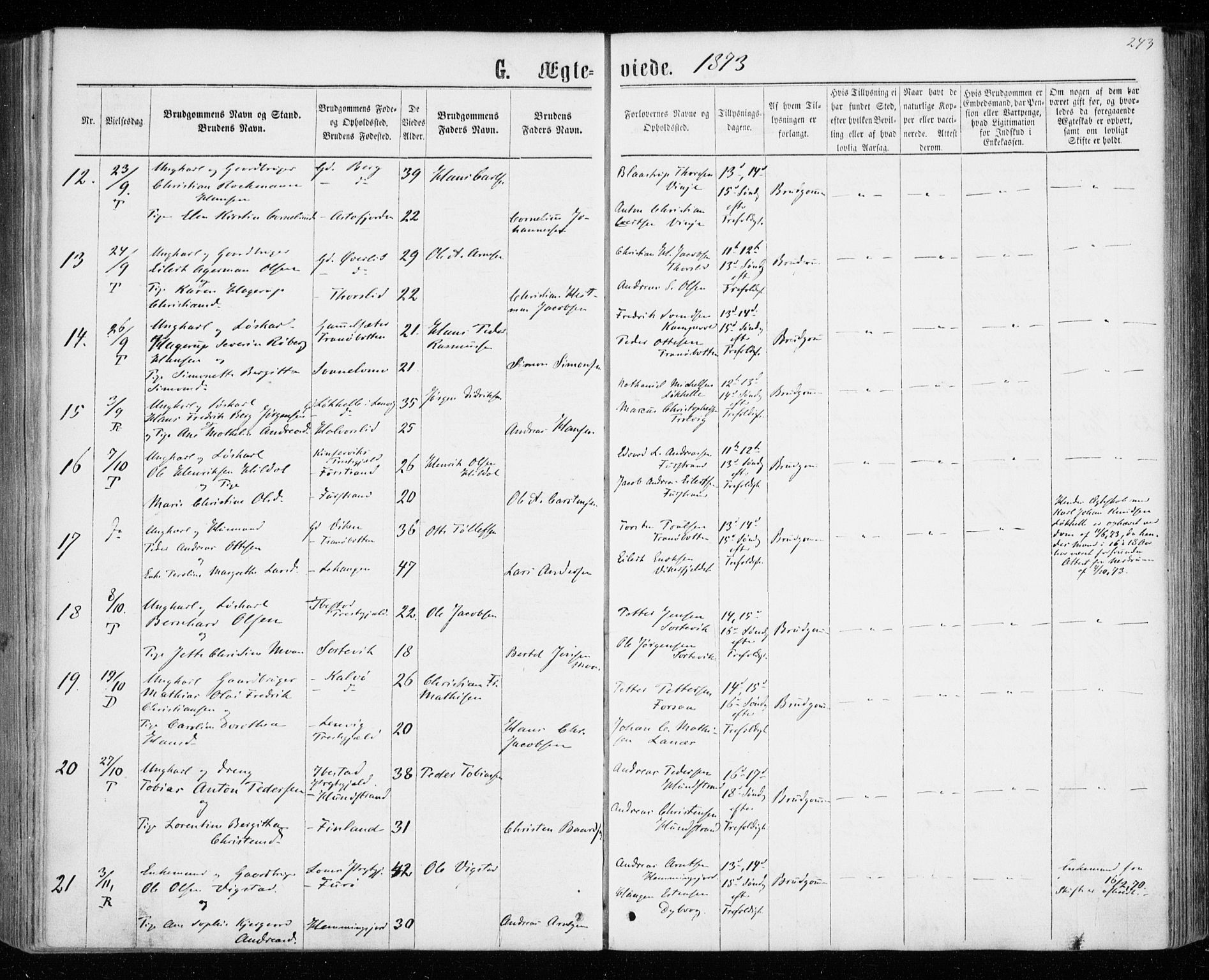 Tranøy sokneprestkontor, AV/SATØ-S-1313/I/Ia/Iaa/L0008kirke: Parish register (official) no. 8, 1867-1877, p. 243