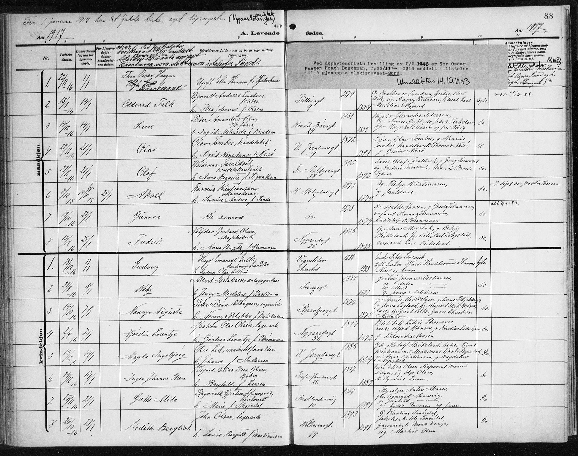 Johanneskirken sokneprestembete, AV/SAB-A-76001/H/Haa: Parish register (official) no. A 3, 1913-1934, p. 88