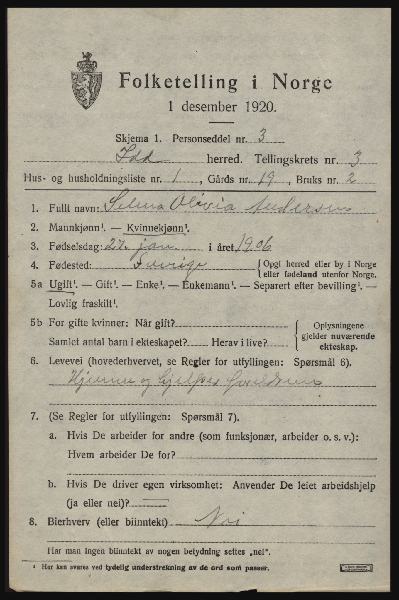 SAO, 1920 census for Idd, 1920, p. 4014