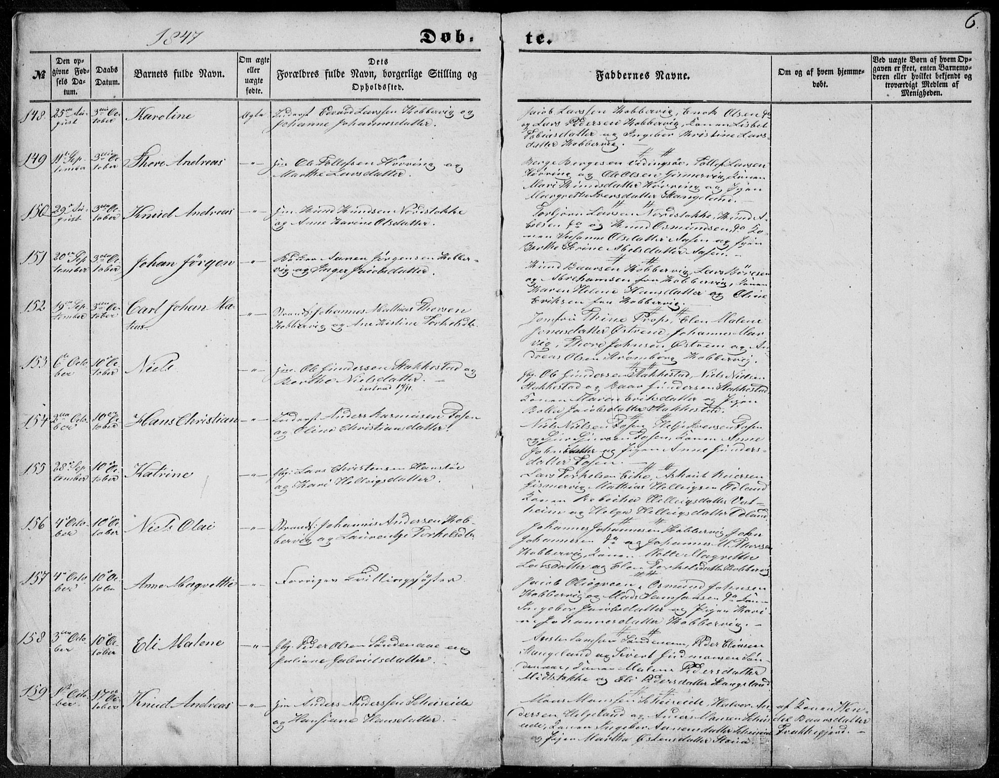 Avaldsnes sokneprestkontor, SAST/A -101851/H/Ha/Haa/L0008: Parish register (official) no. A 8, 1847-1857, p. 6