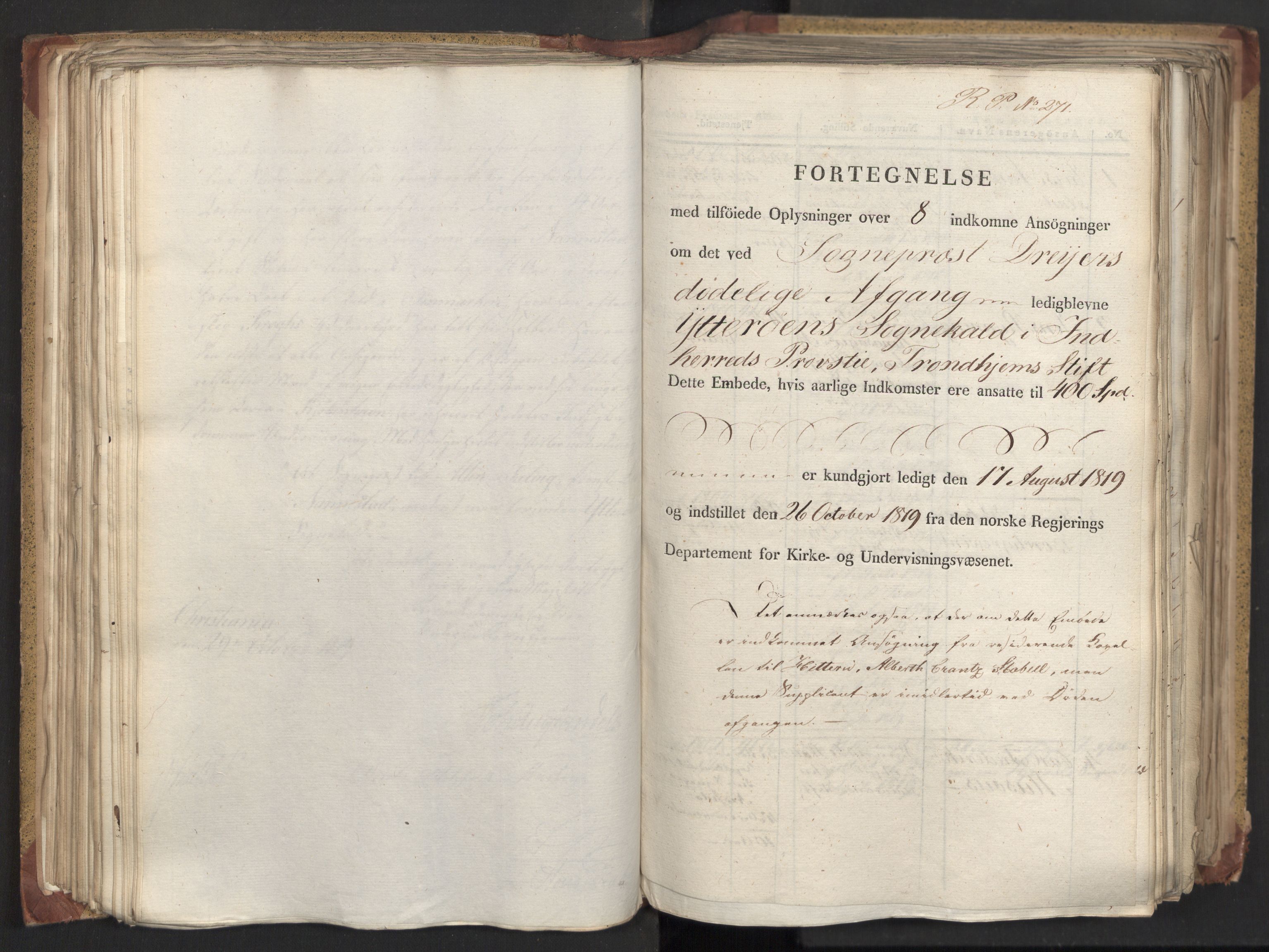 Statsrådsavdelingen i Stockholm, AV/RA-S-1003/D/Da/L0020: Regjeringsinnstillinger nr. 4053-4232, 1819, p. 137