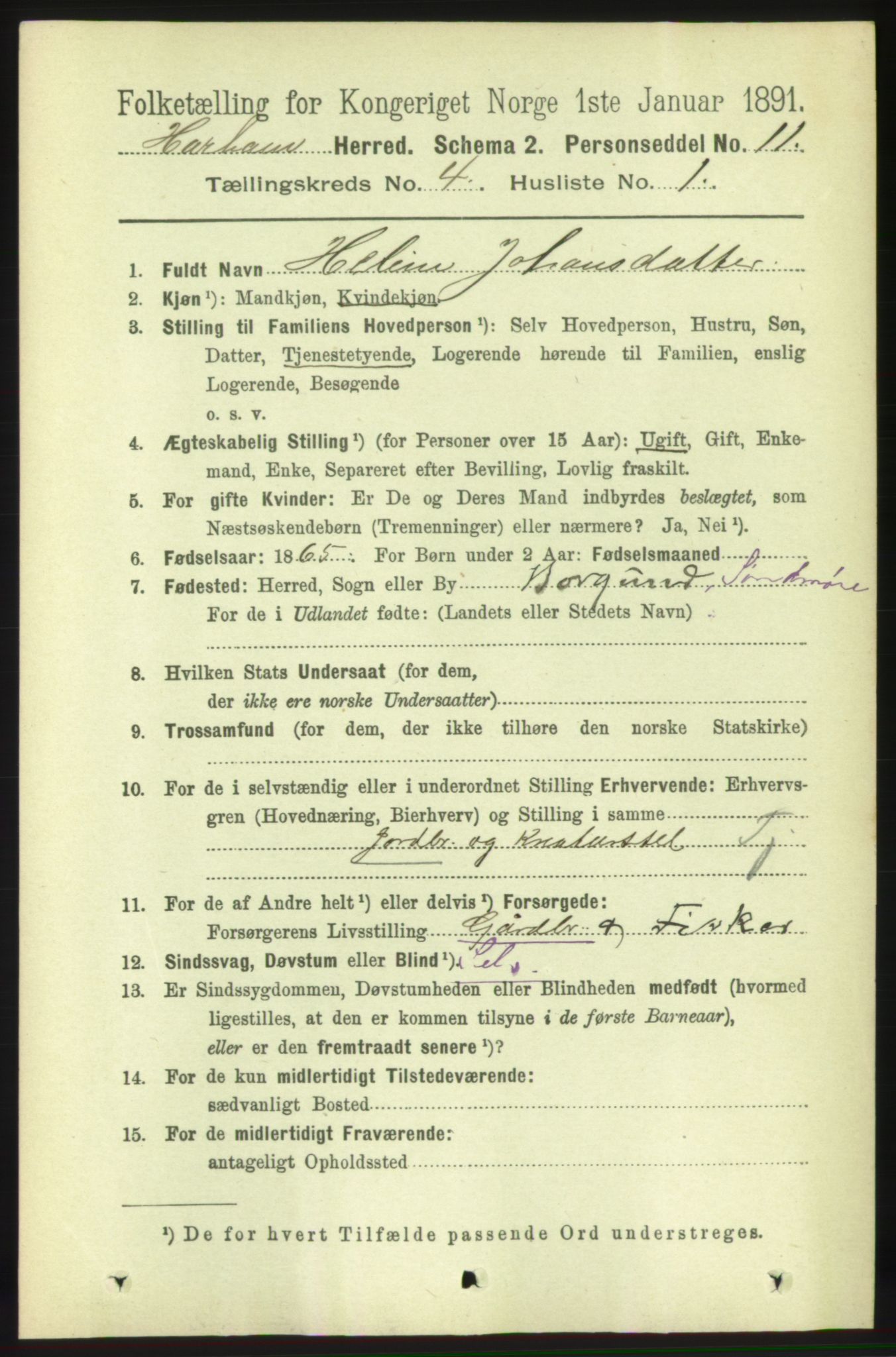 RA, 1891 census for 1534 Haram, 1891, p. 1831