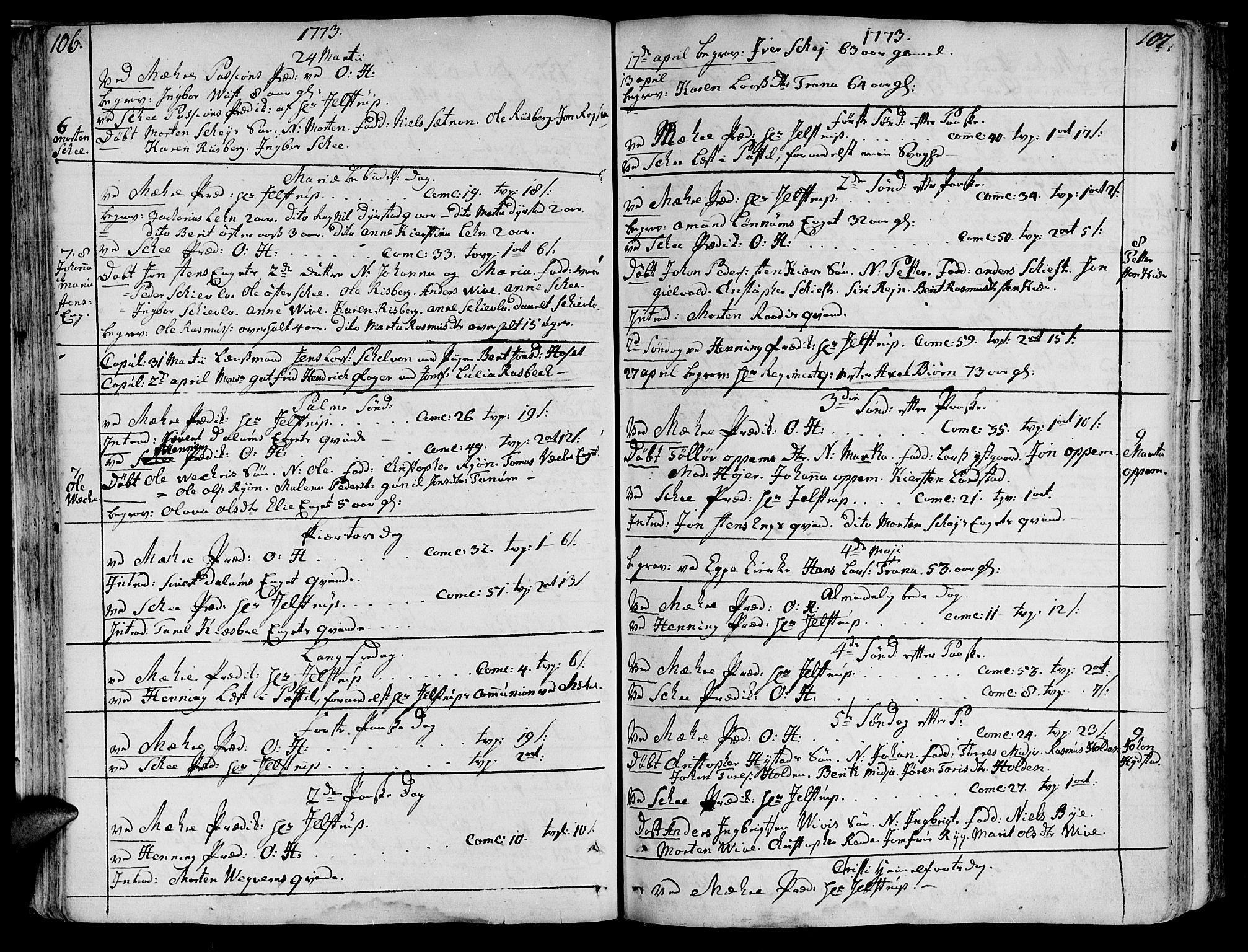 Ministerialprotokoller, klokkerbøker og fødselsregistre - Nord-Trøndelag, AV/SAT-A-1458/735/L0331: Parish register (official) no. 735A02, 1762-1794, p. 106-107