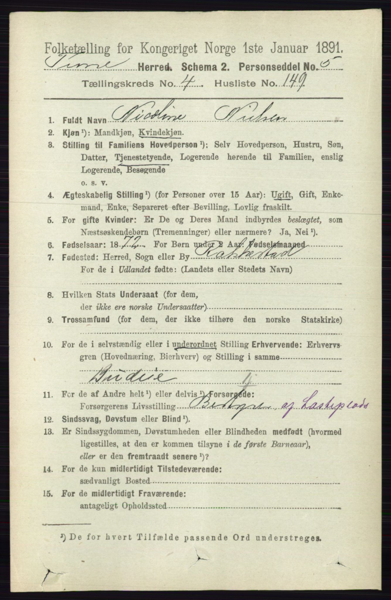 RA, 1891 census for 0130 Tune, 1891, p. 3147