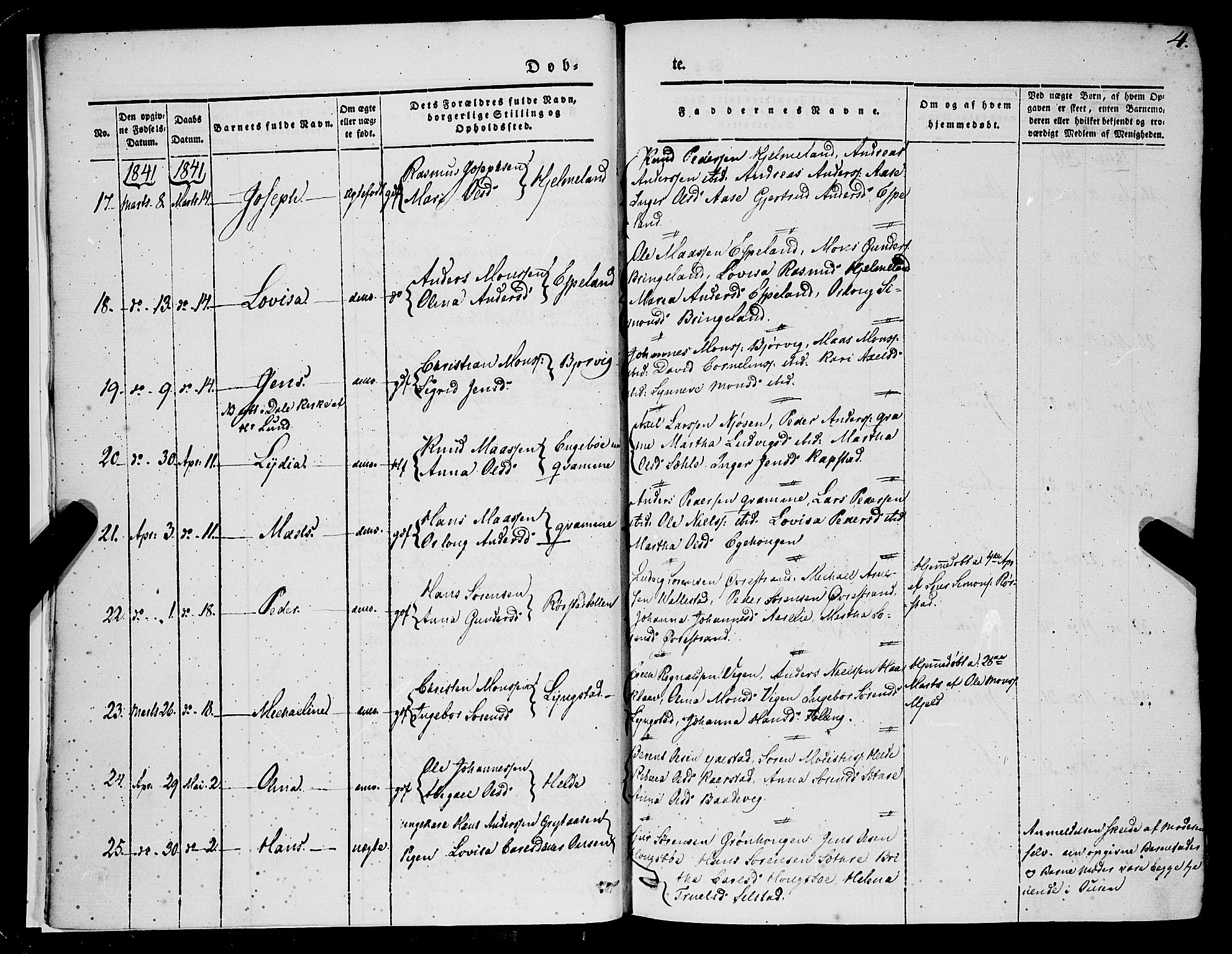 Gaular sokneprestembete, SAB/A-80001/H/Haa: Parish register (official) no. A 4I, 1840-1859, p. 4