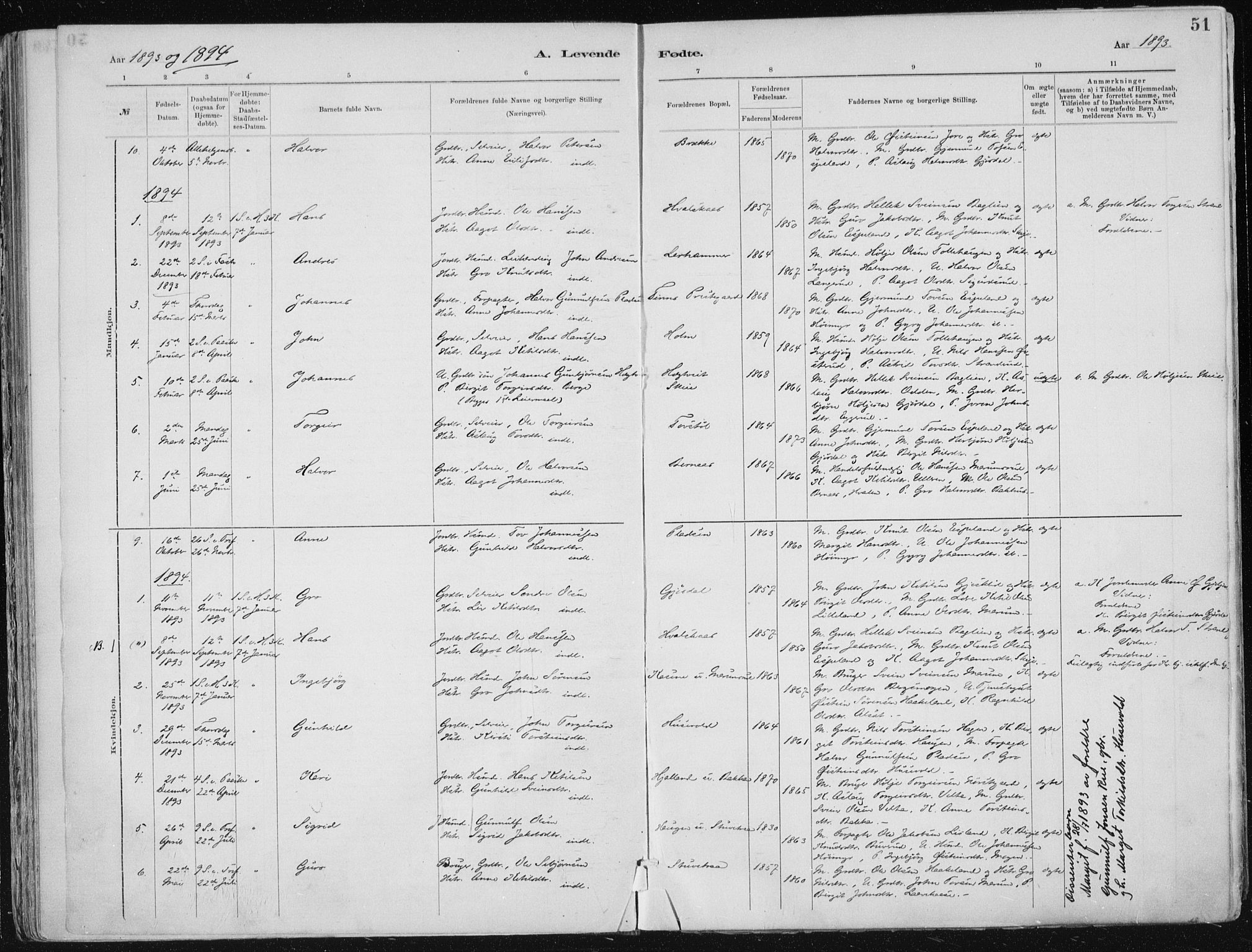 Tinn kirkebøker, SAKO/A-308/F/Fa/L0007: Parish register (official) no. I 7, 1878-1922, p. 51