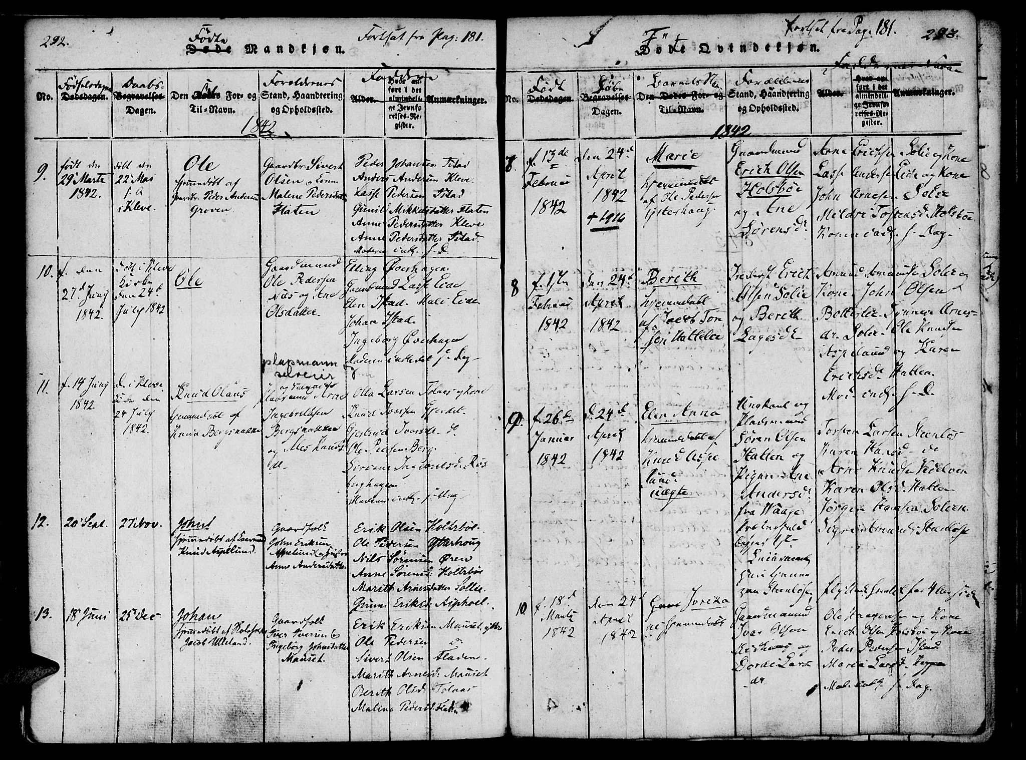 Ministerialprotokoller, klokkerbøker og fødselsregistre - Møre og Romsdal, AV/SAT-A-1454/557/L0679: Parish register (official) no. 557A01, 1818-1843, p. 292-293