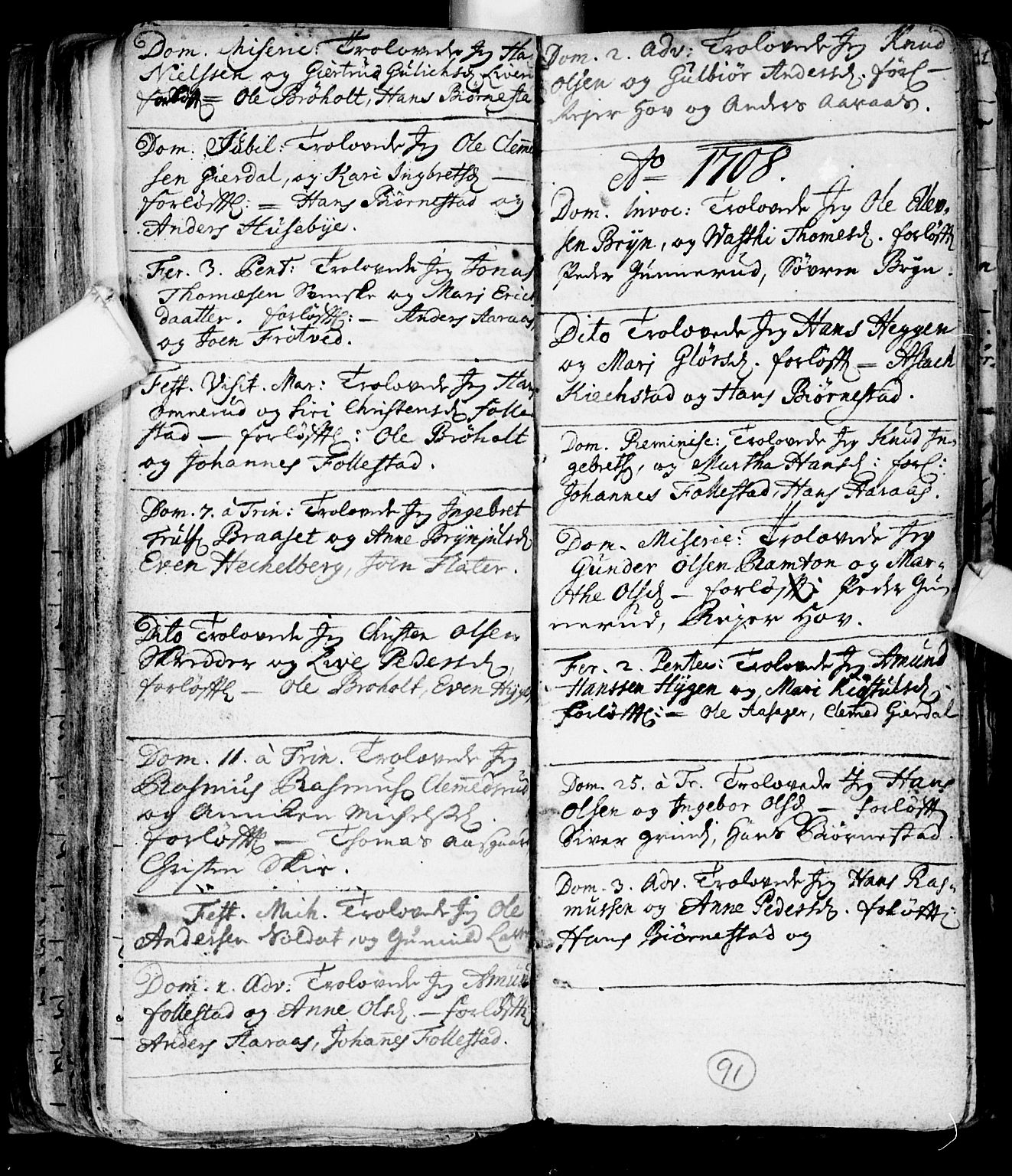 Røyken kirkebøker, SAKO/A-241/F/Fa/L0001: Parish register (official) no. 1, 1701-1730, p. 91