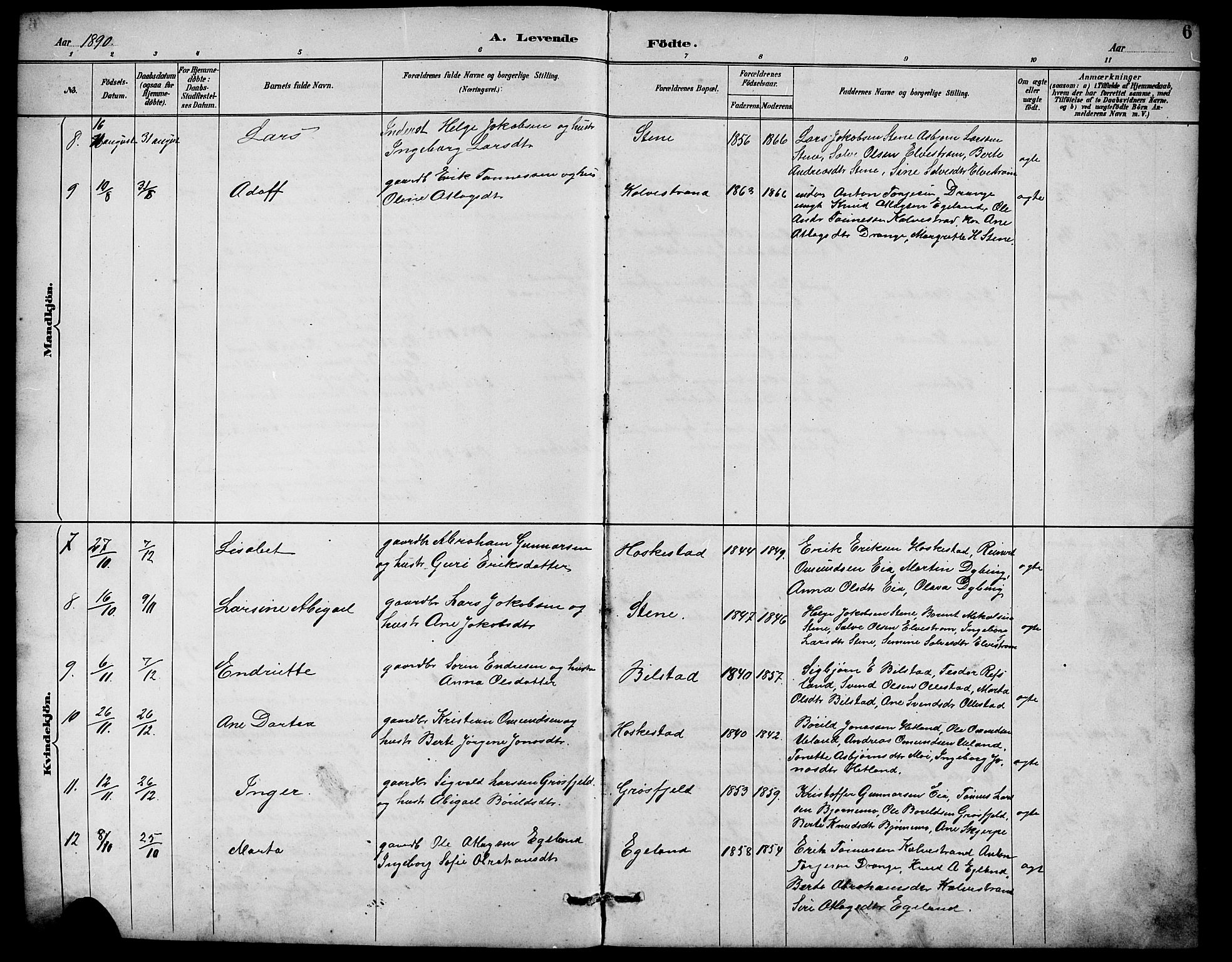 Lund sokneprestkontor, SAST/A-101809/S07/L0007: Parish register (copy) no. B 7, 1890-1925, p. 6