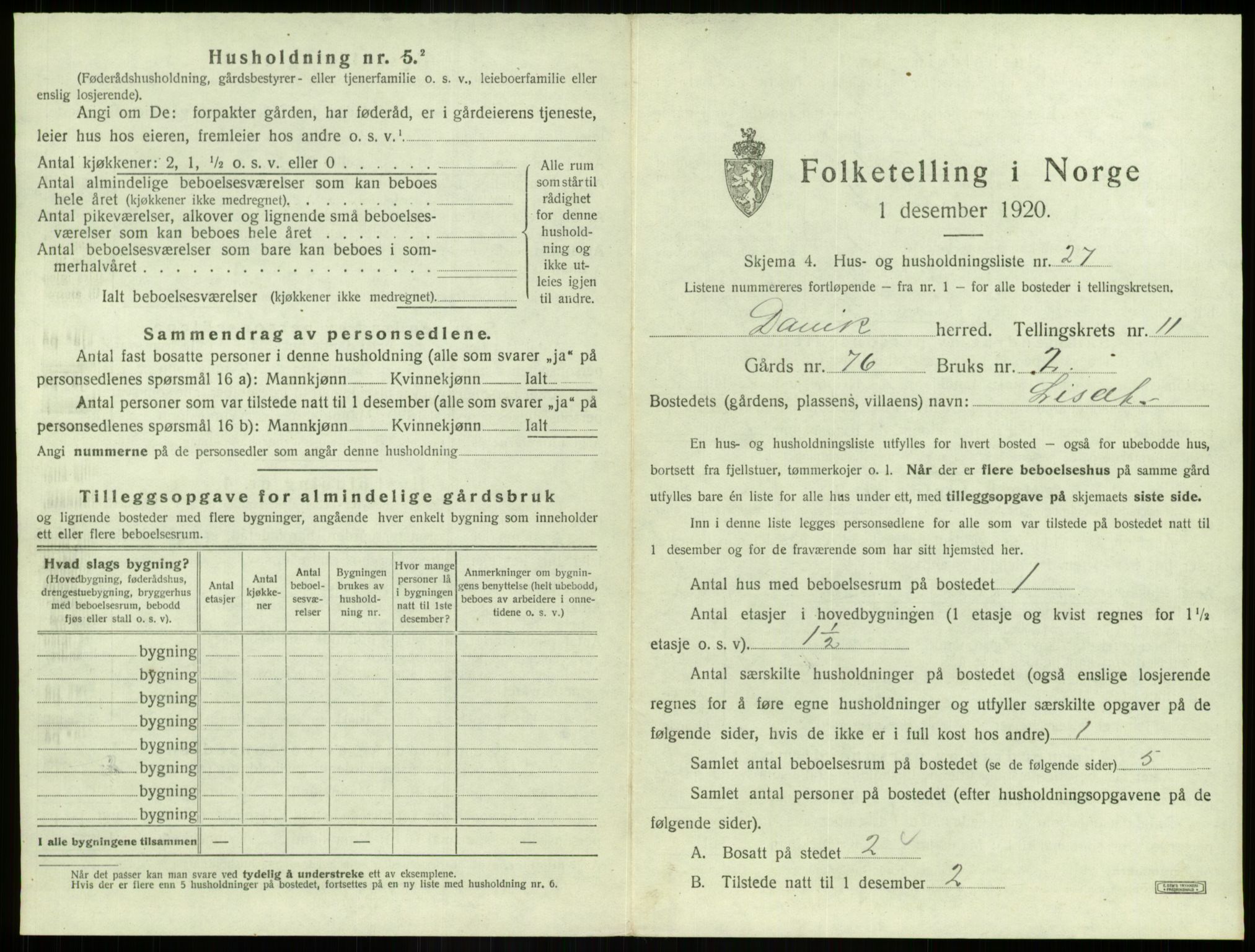 SAB, 1920 census for Davik, 1920, p. 784