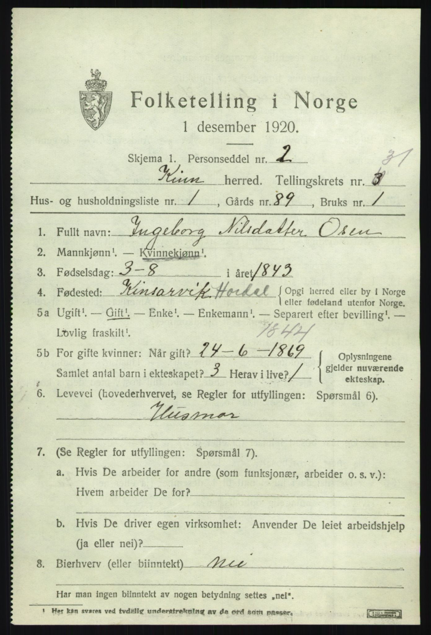 SAB, 1920 census for Kinn, 1920, p. 10641