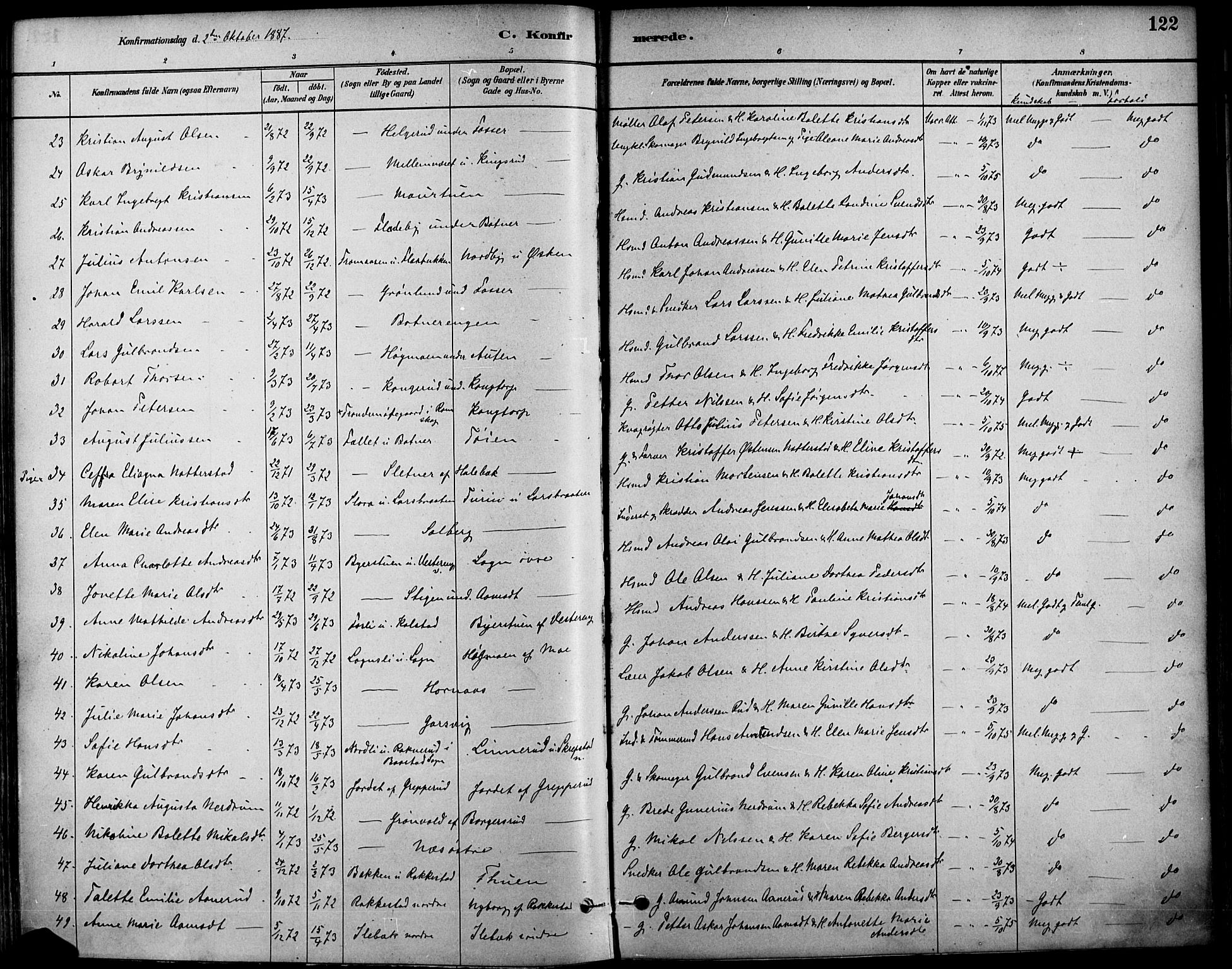 Høland prestekontor Kirkebøker, SAO/A-10346a/F/Fa/L0013: Parish register (official) no. I 13, 1880-1897, p. 122