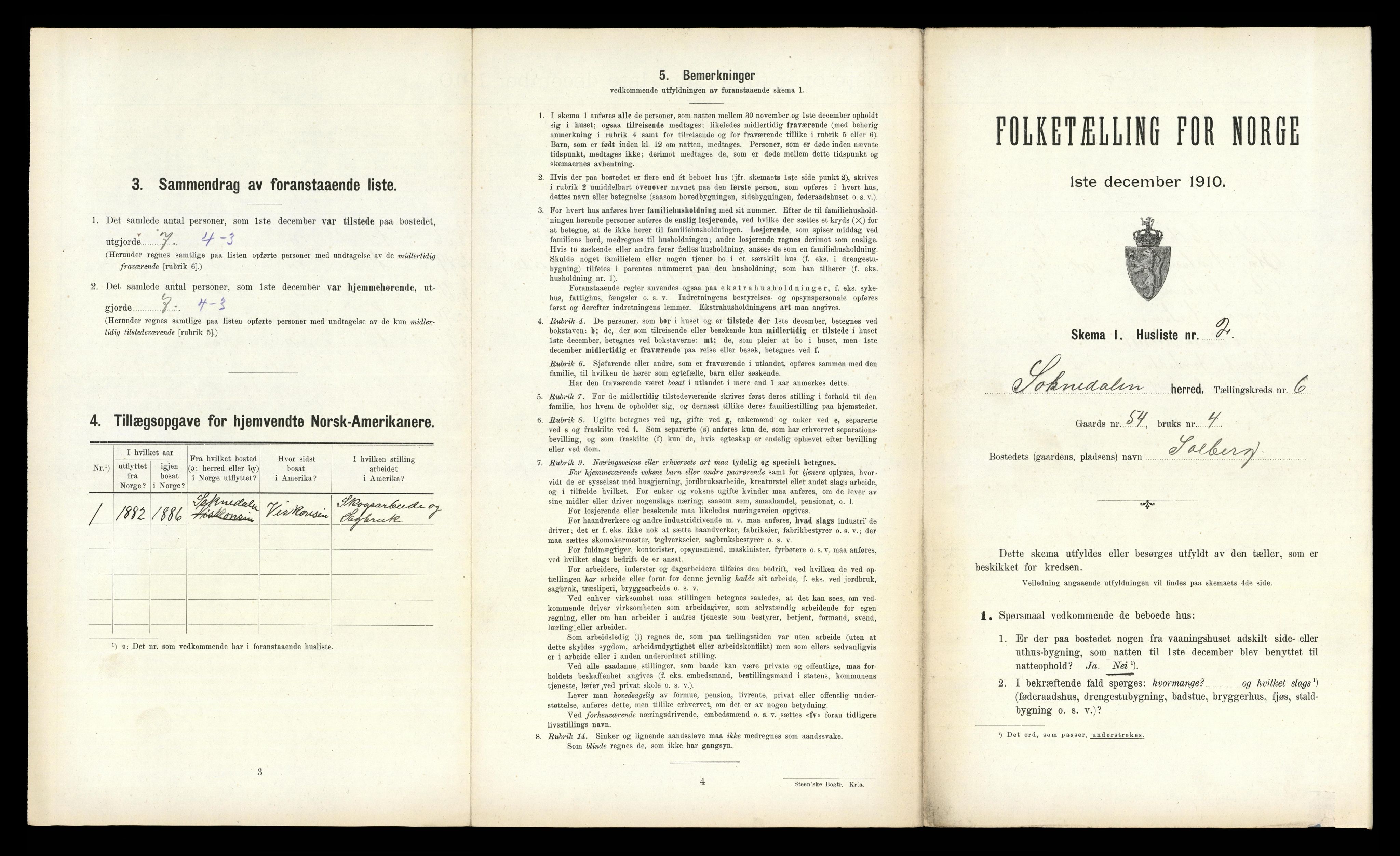 RA, 1910 census for Soknedal, 1910, p. 447