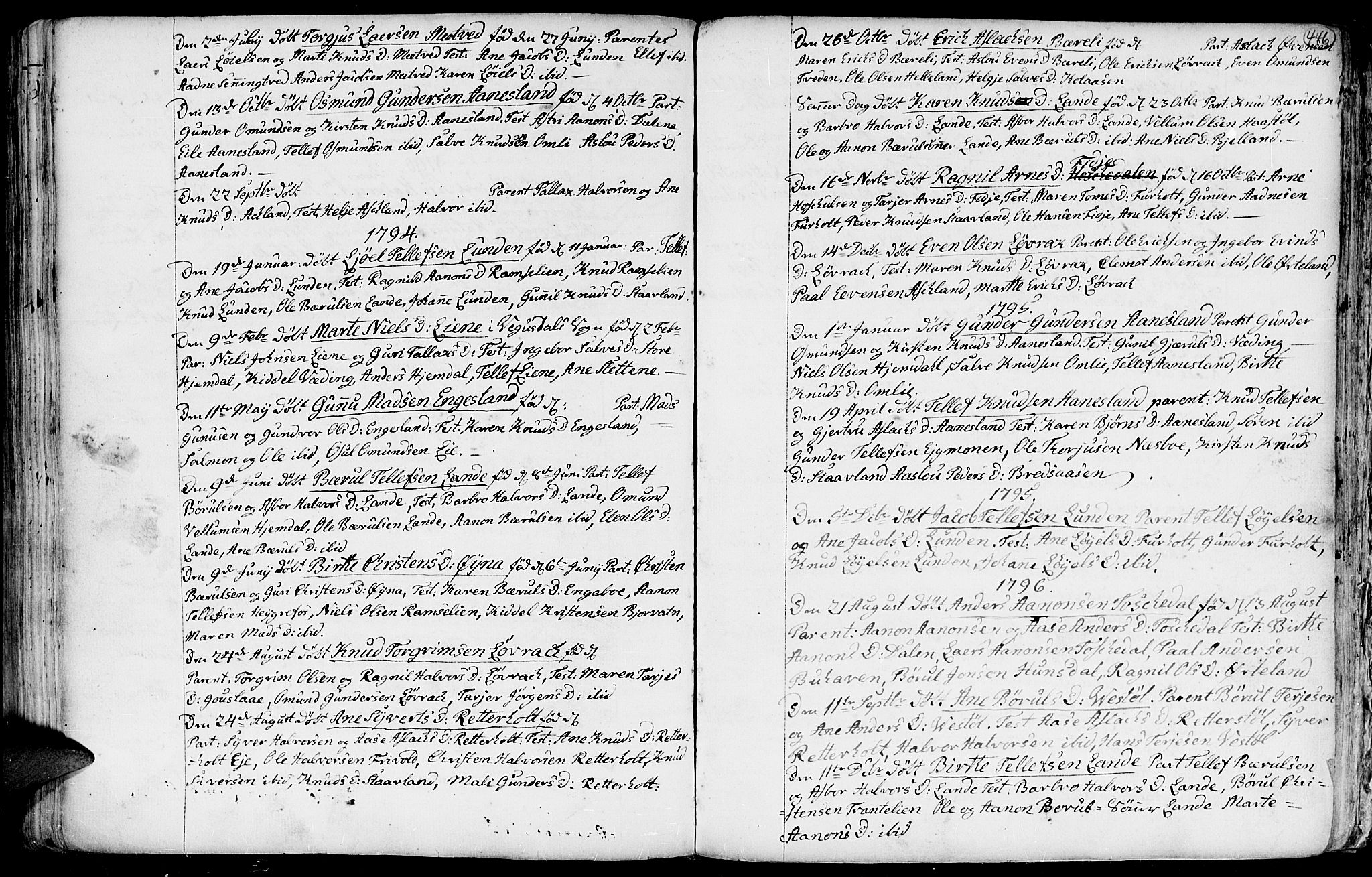 Hommedal sokneprestkontor, AV/SAK-1111-0023/F/Fa/Fab/L0002: Parish register (official) no. A 2 /3, 1740-1821, p. 446