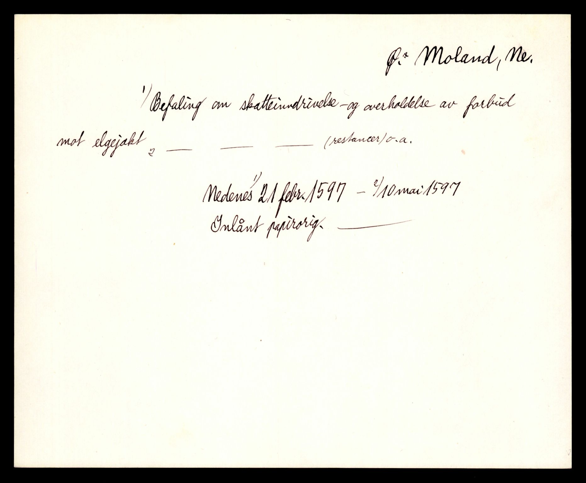 Riksarkivets diplomsamling, AV/RA-EA-5965/F35/F35e/L0023: Registreringssedler Aust-Agder 1, 1400-1700, p. 223