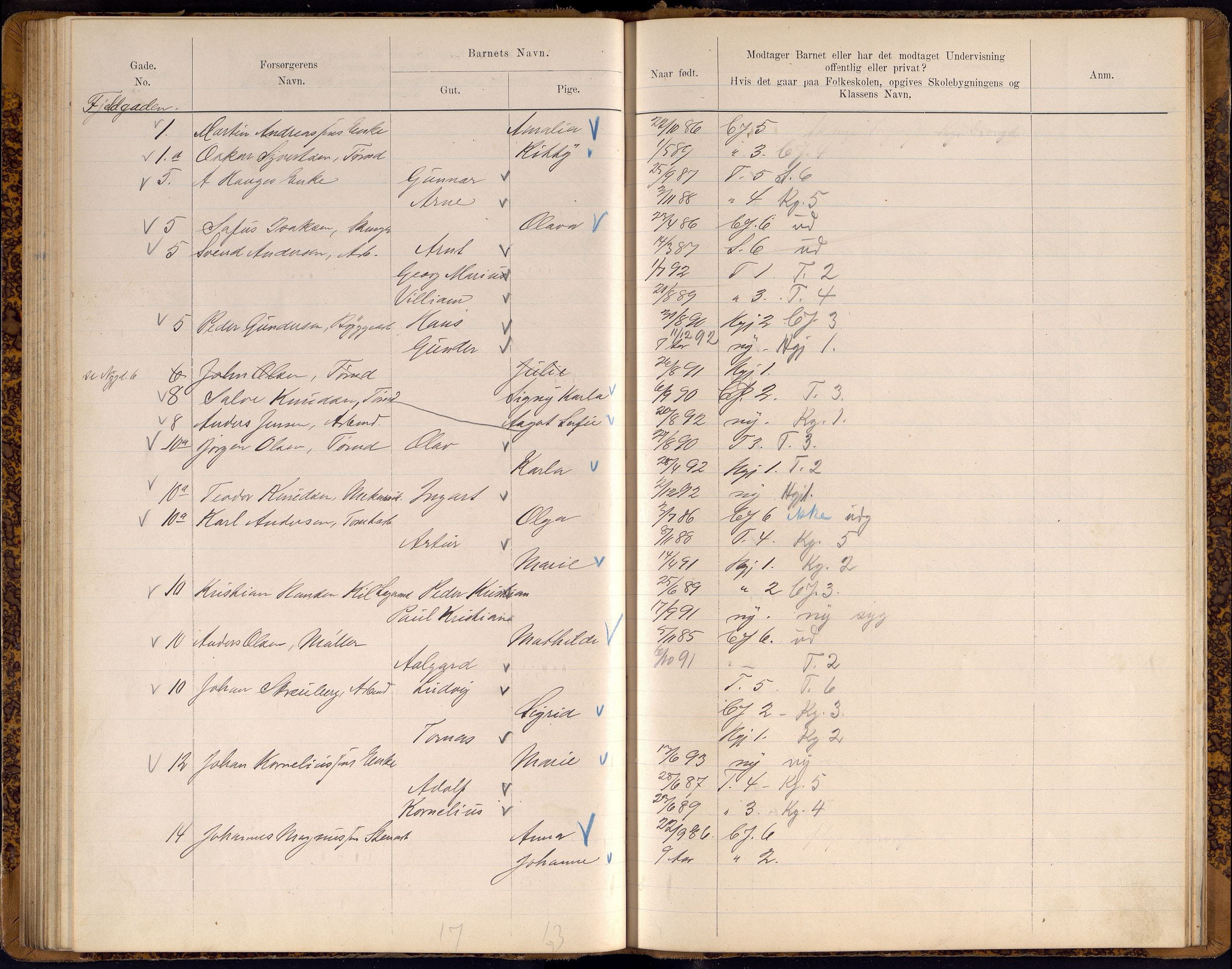 Kristiansand By - Skolekommisjonen/ -Styret, ARKSOR/1001KG510/J/Jb/L0009: Barnetelling, 1899