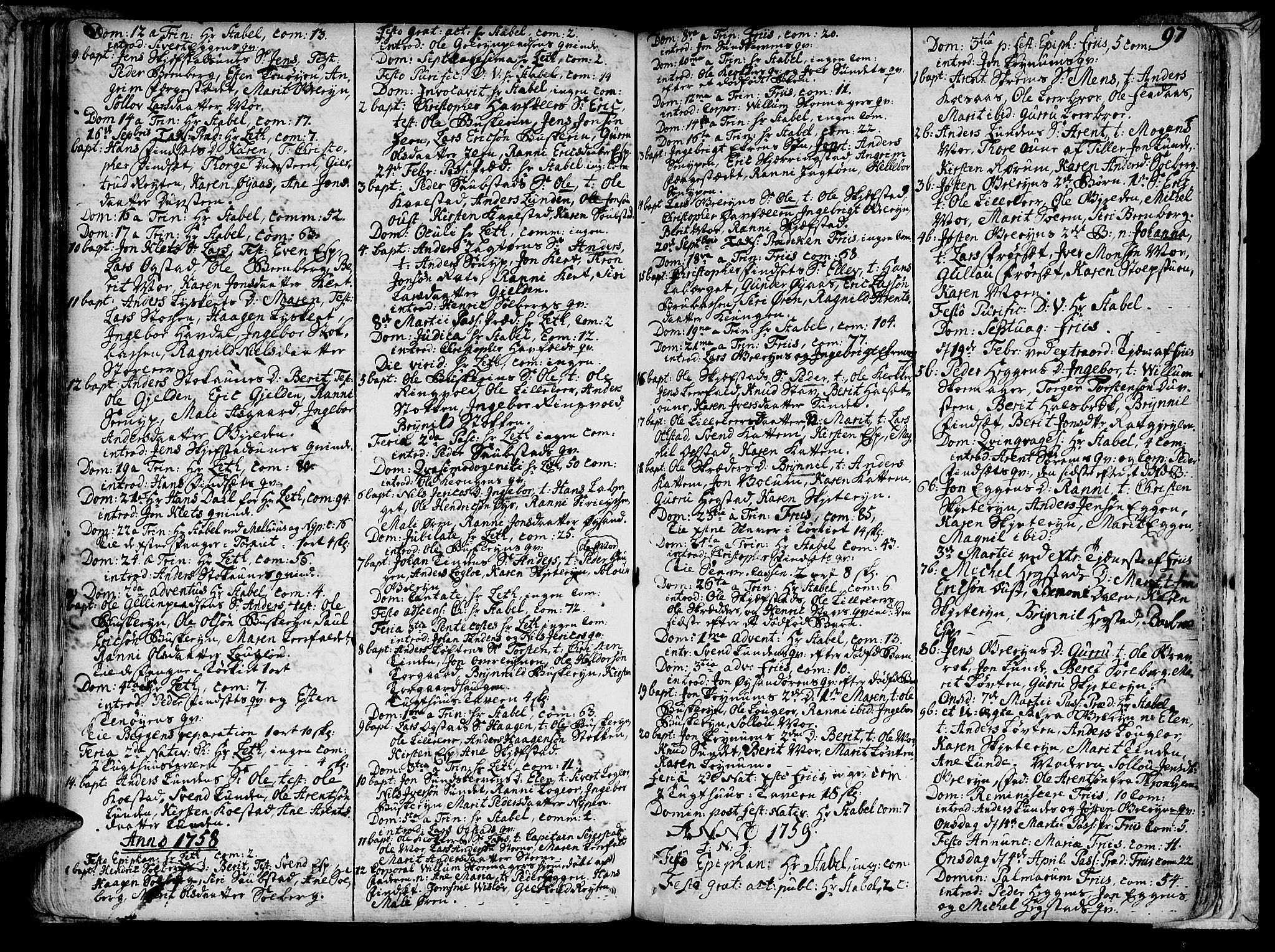 Ministerialprotokoller, klokkerbøker og fødselsregistre - Sør-Trøndelag, SAT/A-1456/691/L1059: Parish register (official) no. 691A01 /3, 1740-1767, p. 97