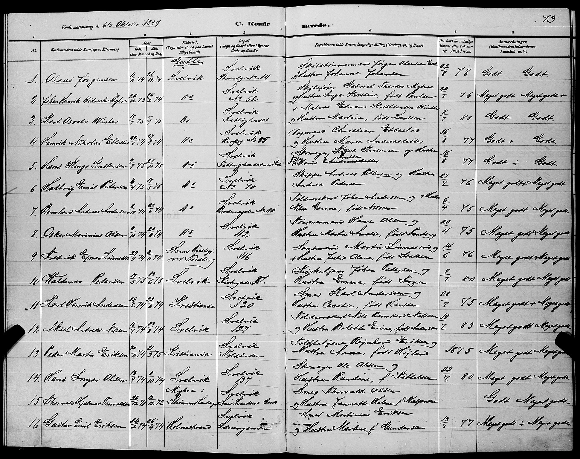 Strømm kirkebøker, AV/SAKO-A-322/G/Gb/L0001: Parish register (copy) no. II 1, 1889-1896, p. 73