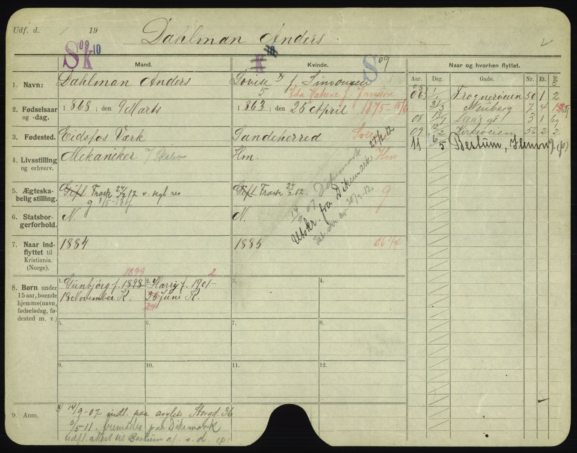 Oslo folkeregister, Registerkort, SAO/A-11715/F/Fa/Fac/L0002: Menn, 1906-1914, p. 576a