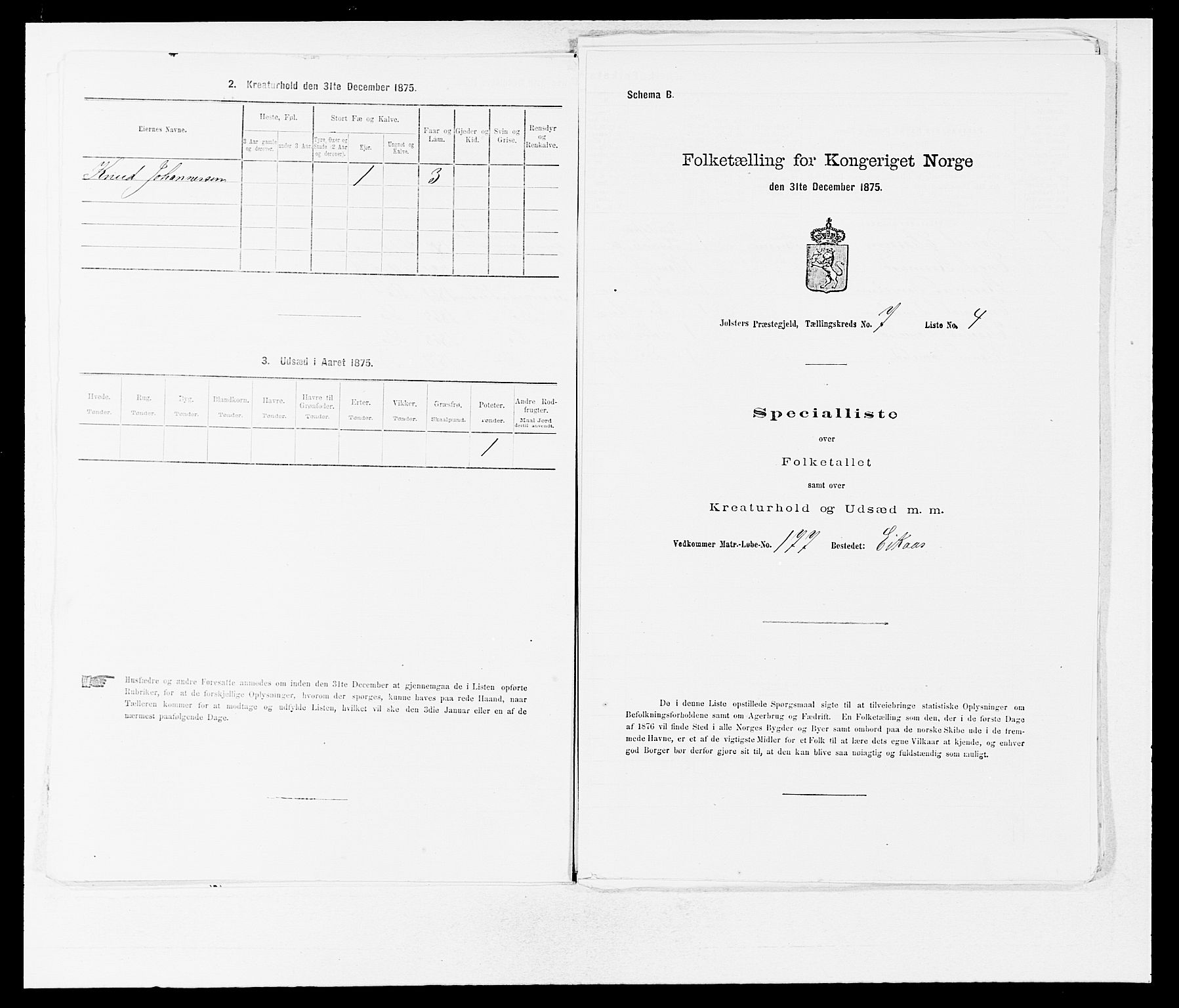 SAB, 1875 census for 1431P Jølster, 1875, p. 532