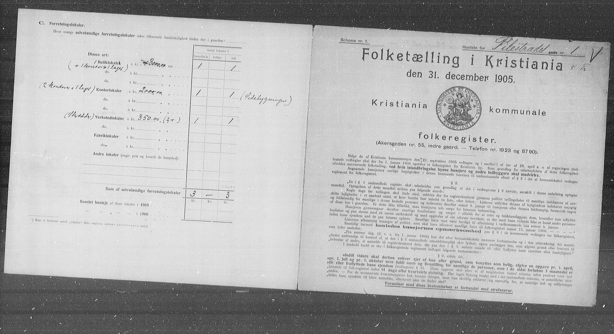 OBA, Municipal Census 1905 for Kristiania, 1905, p. 41455